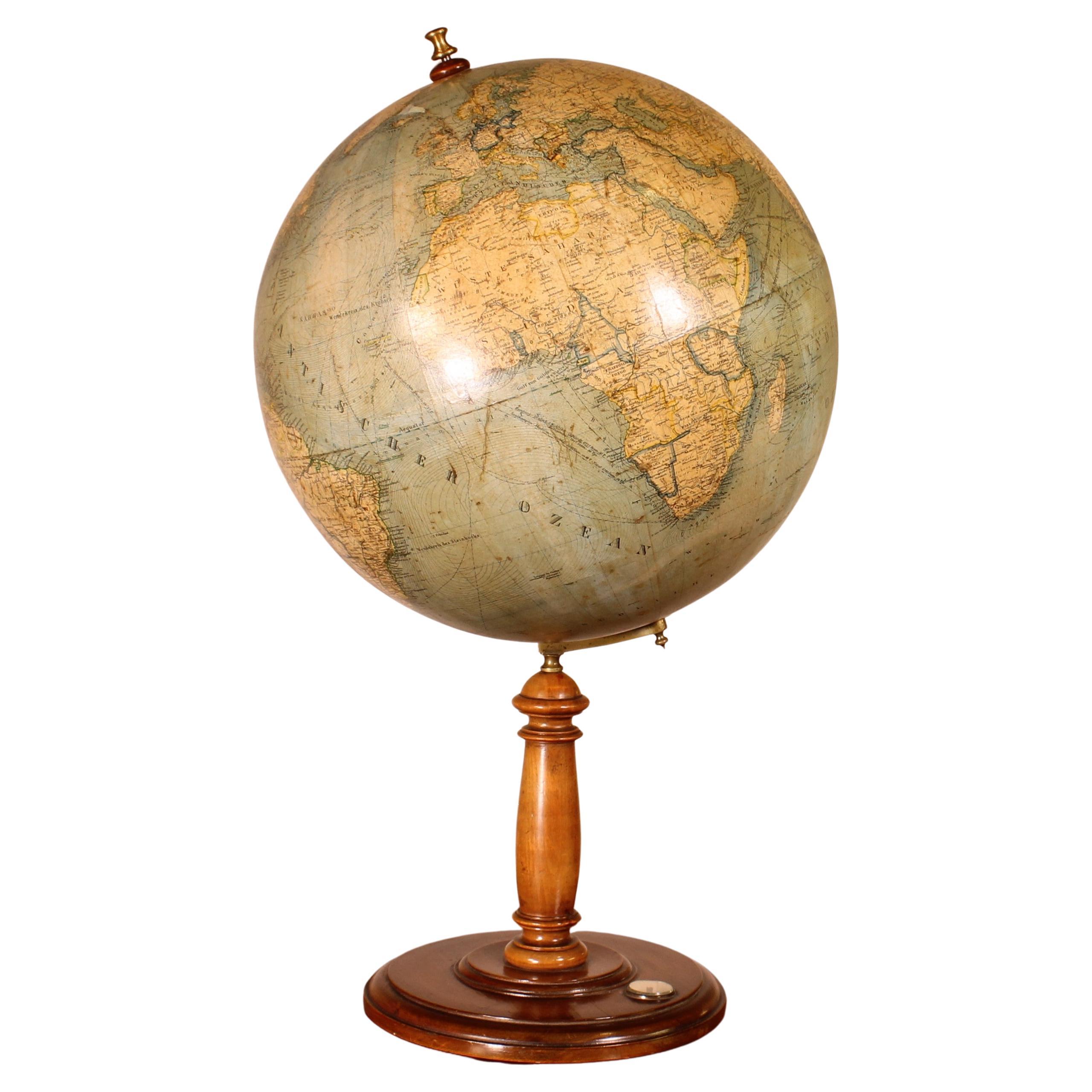Terrestrial Globe Erd Globus From The 19th Century For Sale