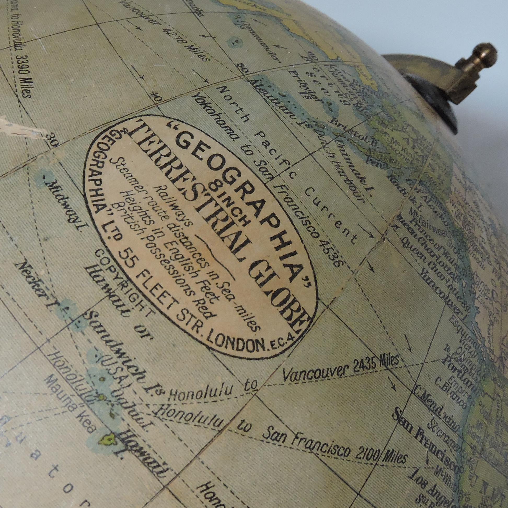 Metal Terrestrial Globe from Geographia, 1920s