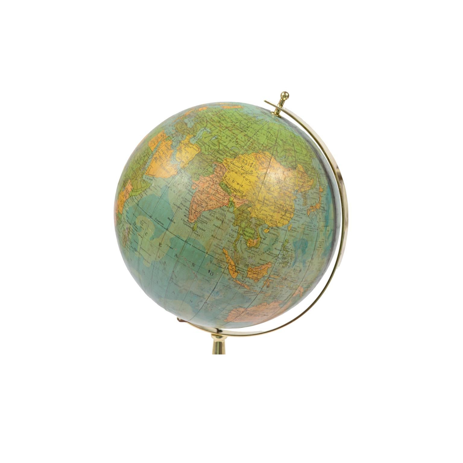 Italian Terrestrial Globe Illuminated from the Inside, 1950s
