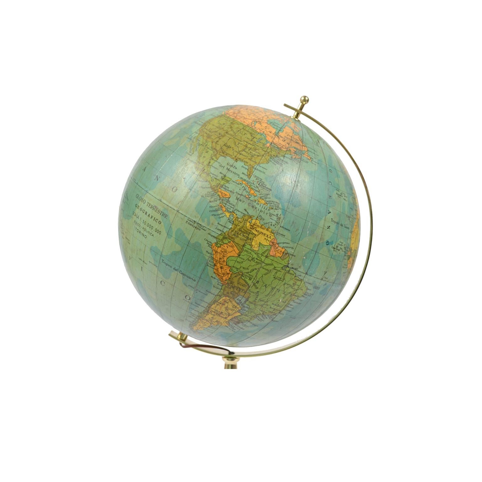 Mid-20th Century Terrestrial Globe Illuminated from the Inside, 1950s