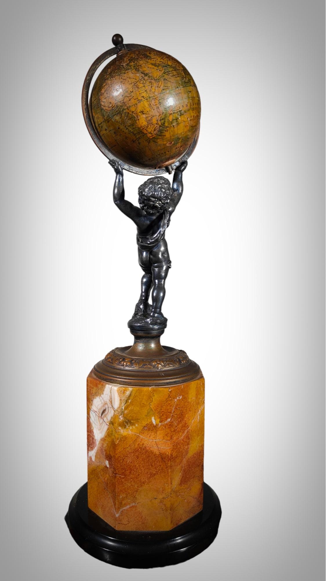 Marble Terrestrial Globe Ludwig Julius Heymann, Circa 1880 For Sale