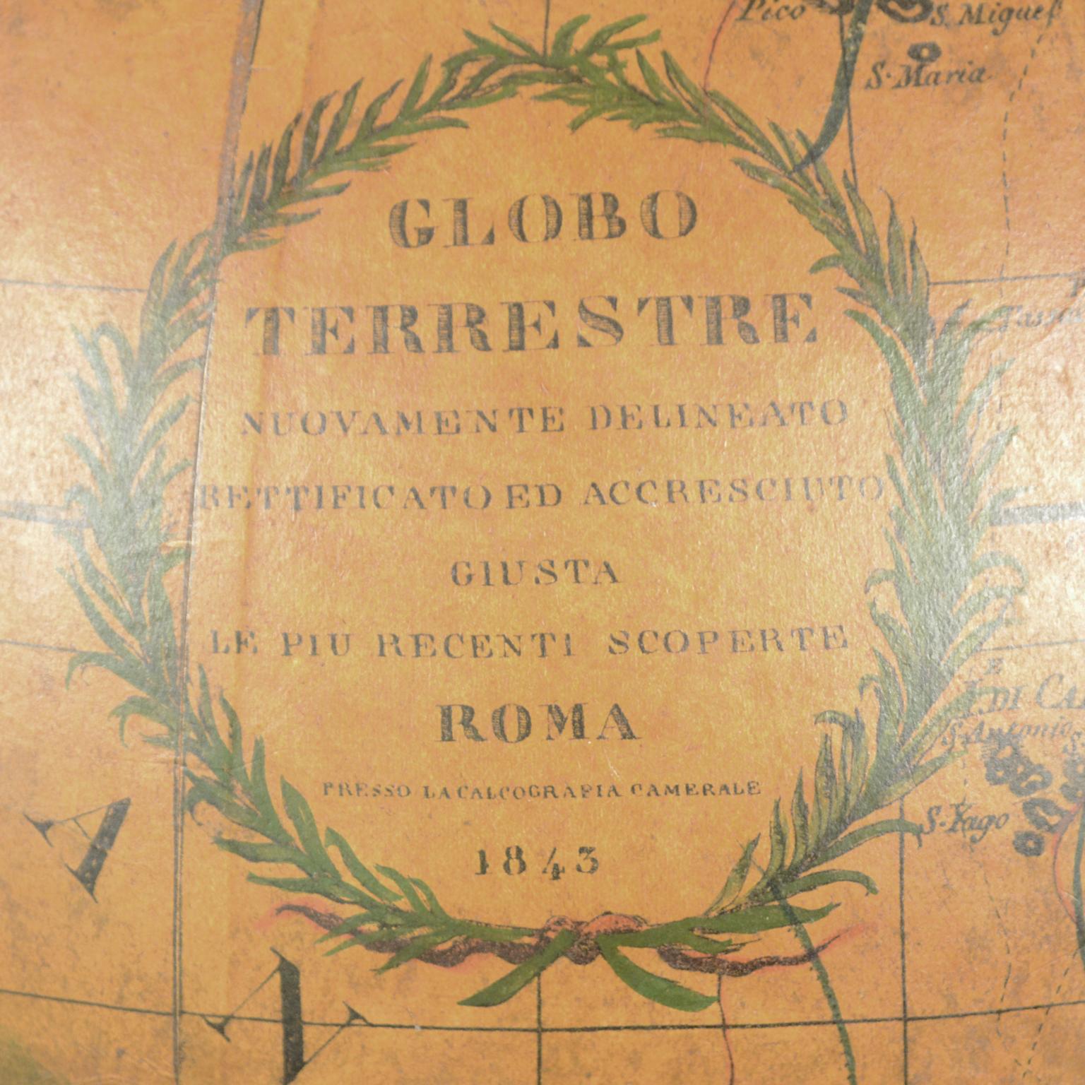 1843 Antique Terrestrial Globe  According to the Knowledge of Giovanni M Cassini 8