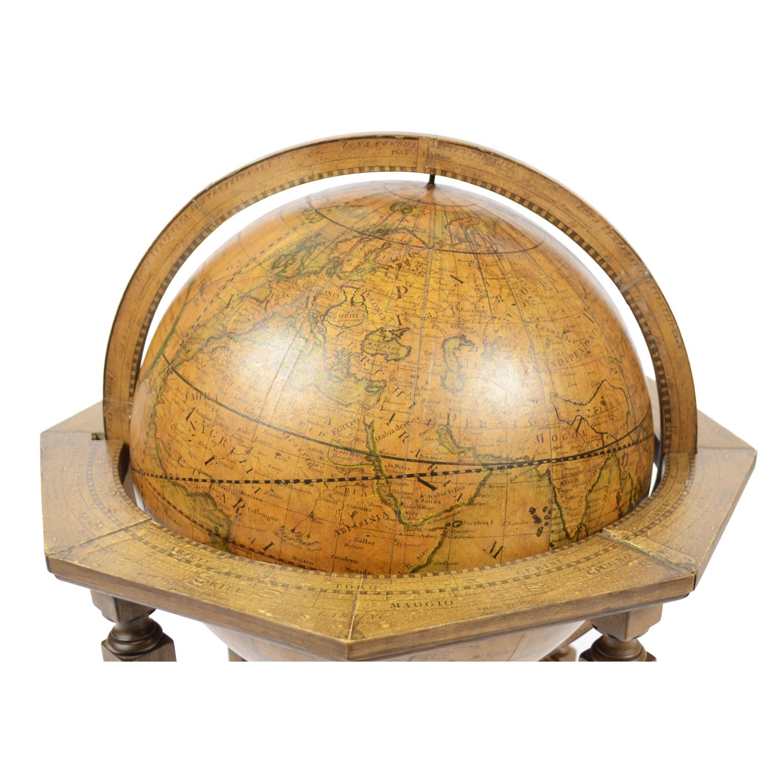 1843 Antique Terrestrial Globe  According to the Knowledge of Giovanni M Cassini In Good Condition In Milan, IT