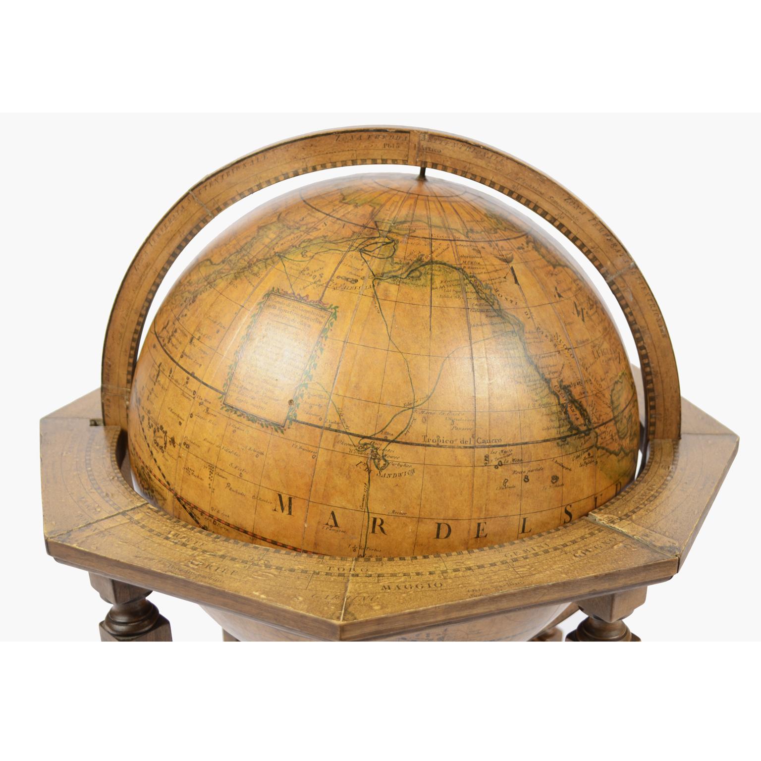 Mid-19th Century 1843 Antique Terrestrial Globe  According to the Knowledge of Giovanni M Cassini