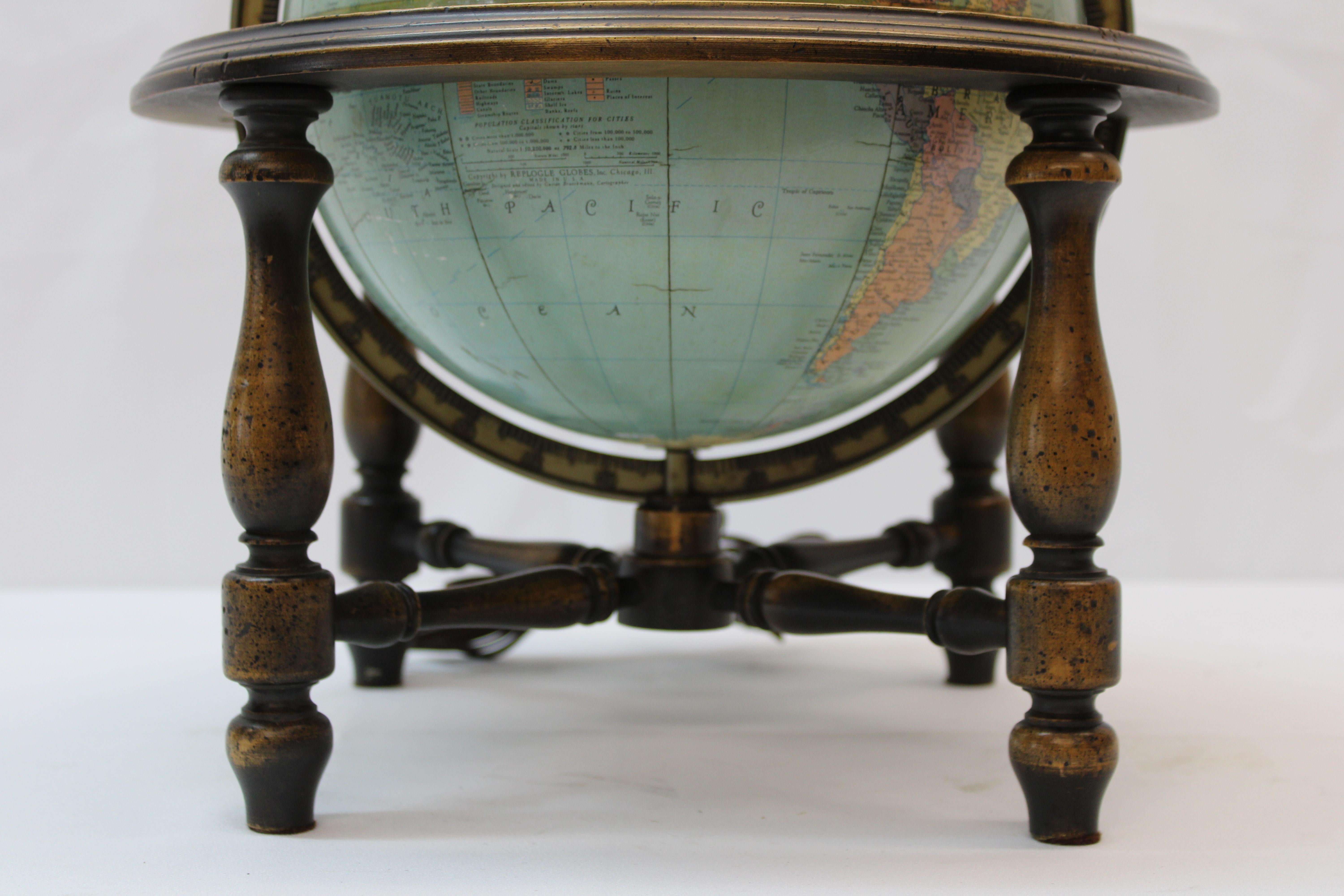Unknown Terrestrial Globe on Stand Converted to Table Lamp For Sale