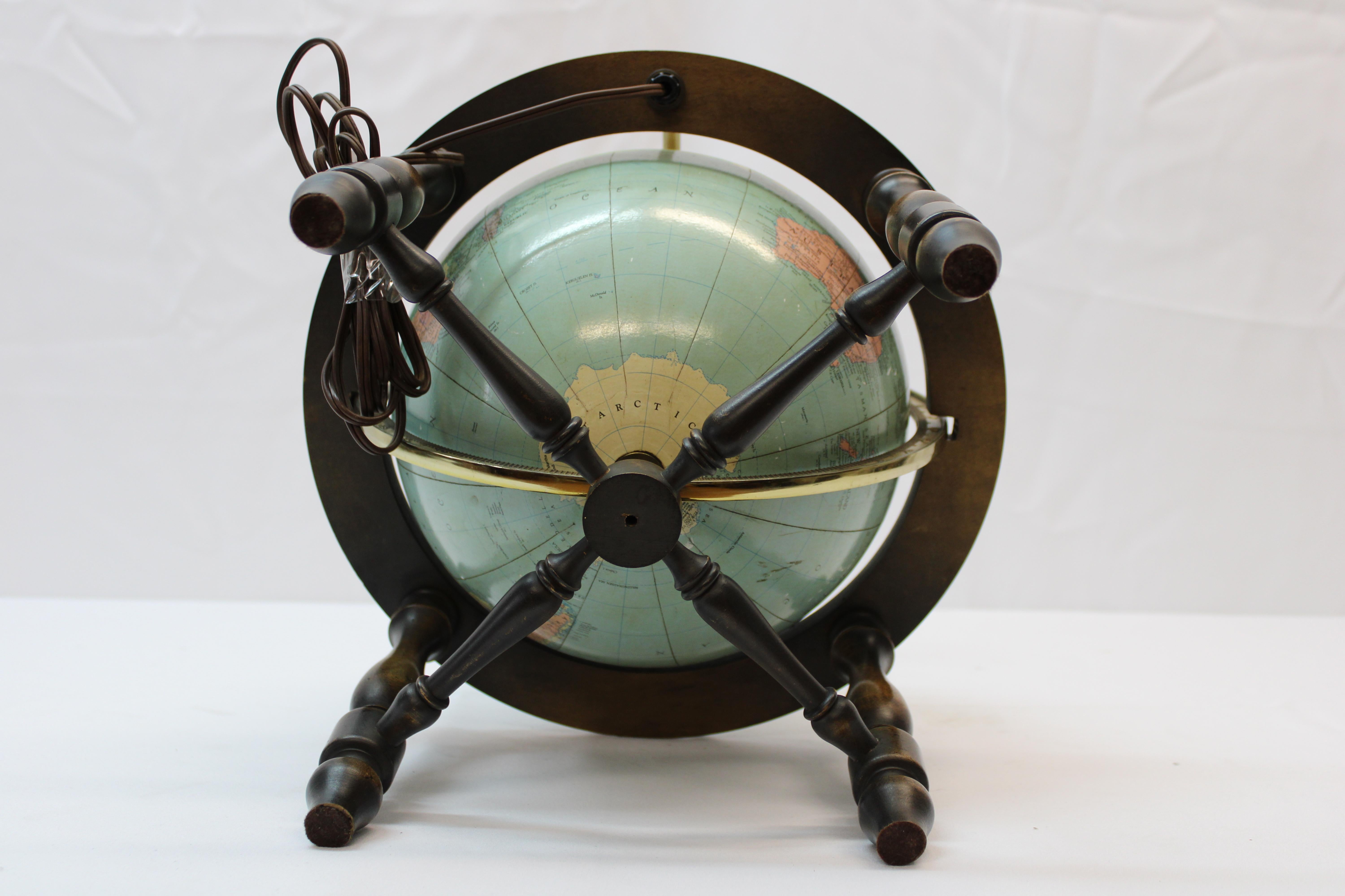 Late 20th Century Terrestrial Globe on Stand Converted to Table Lamp For Sale