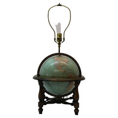 Vintage Terrestrial Globe on Stand Converted to Table Lamp