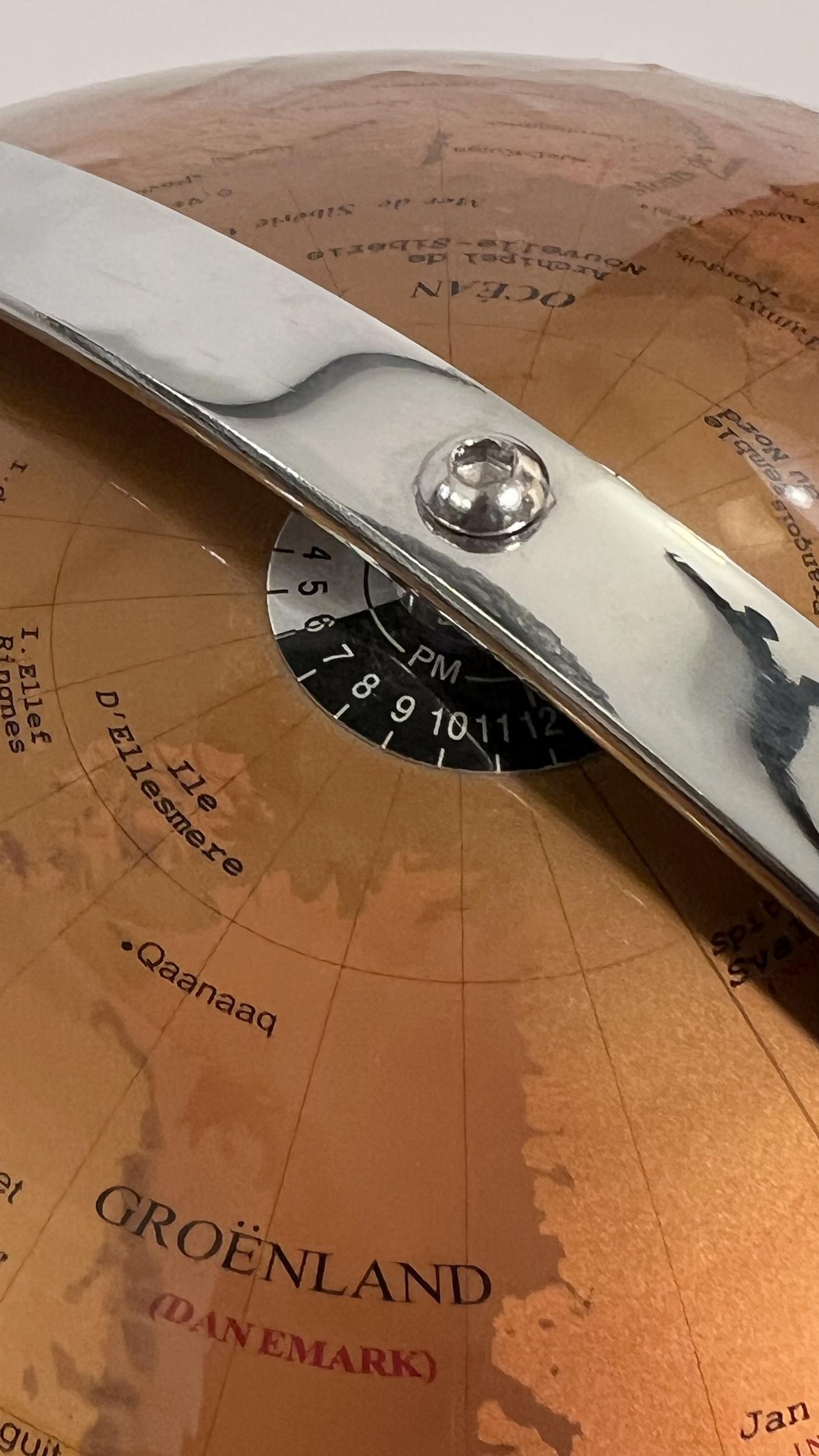 Metal Terrestrial globe on stand, France, circa 1980 For Sale