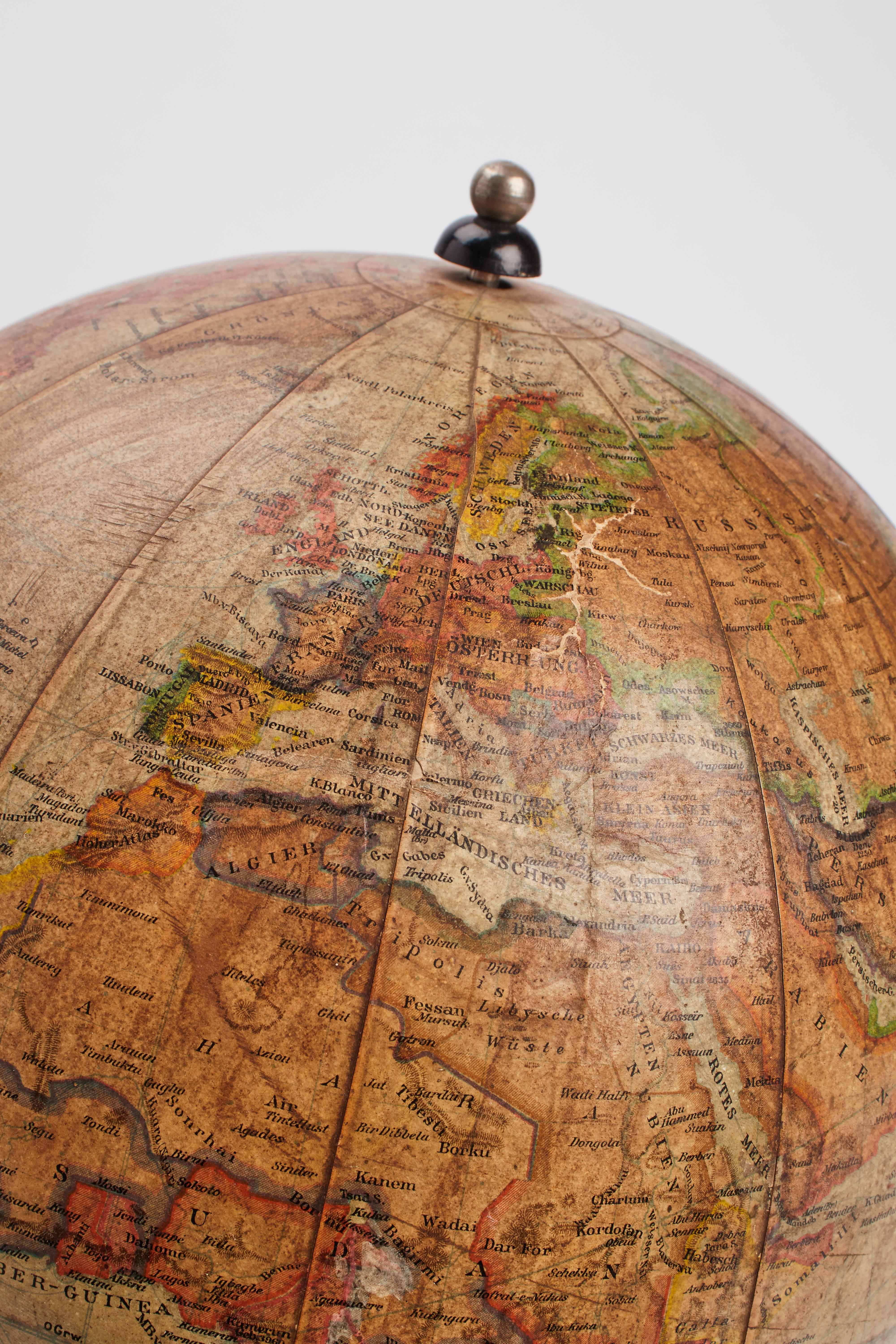 19th Century Terrestrial globe published by Ernst Schotte & co, Germany 1890.  For Sale