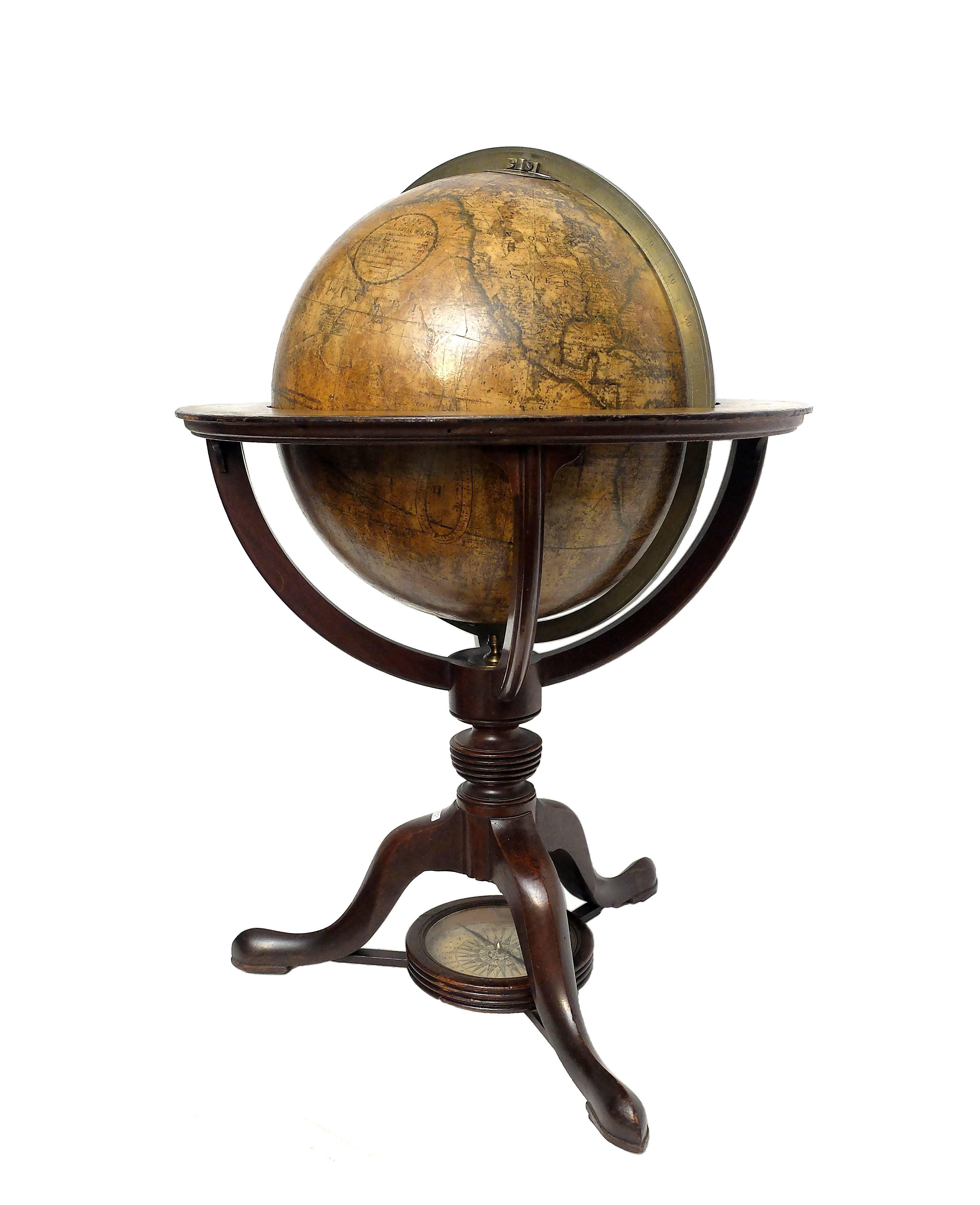 Metal Terrestrial Globe, Signed Cary, London, 1789
