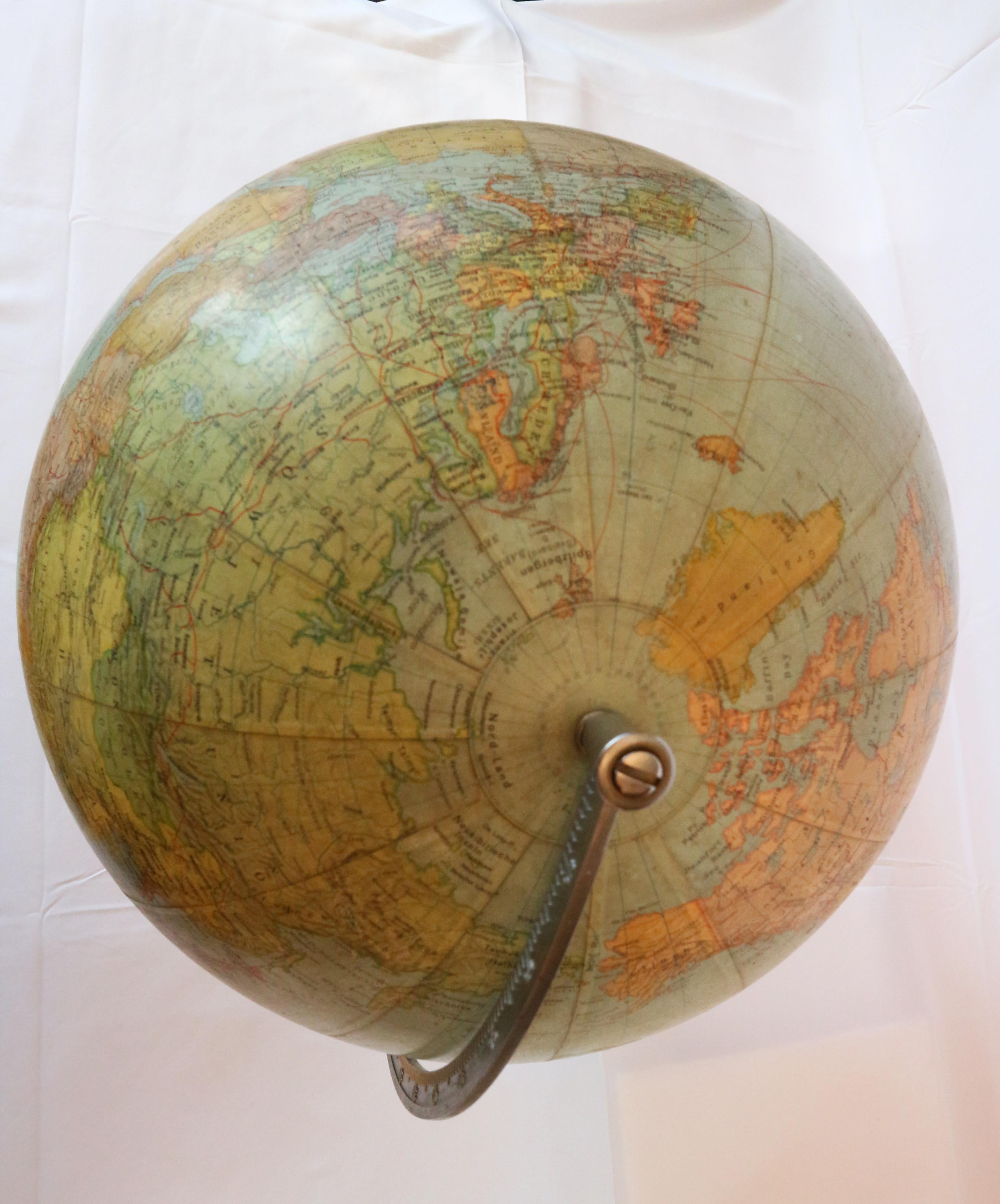 Mid-Century Modern 1950s Terrestrial Globe Swiss for Kummerly and Frey
