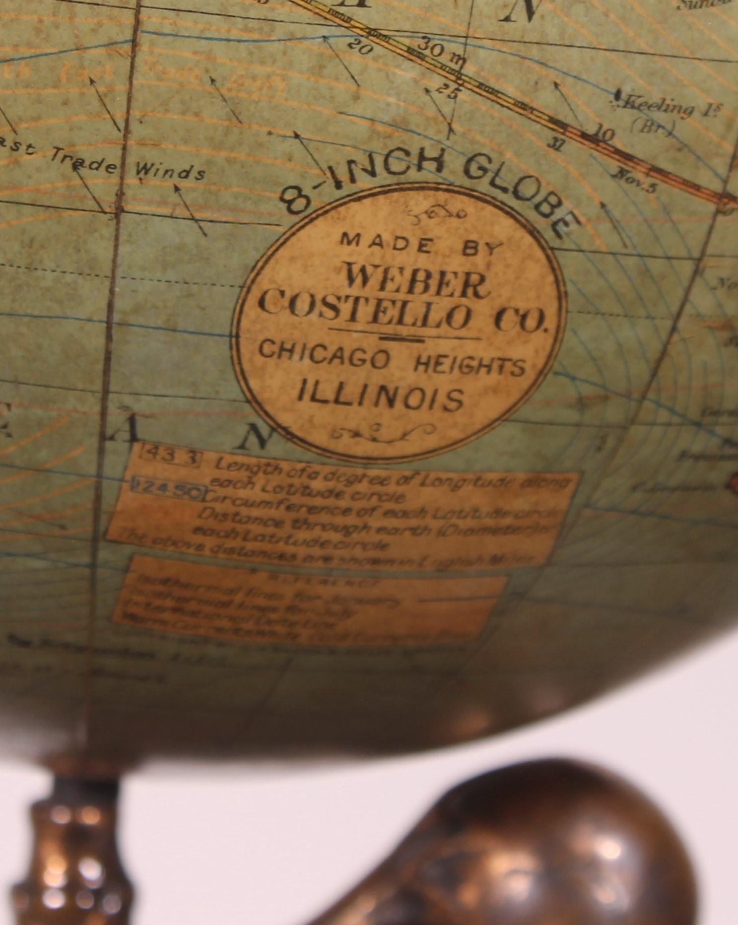 Terrestrial Globe Weber Constello Chicago End of 19th Century 2