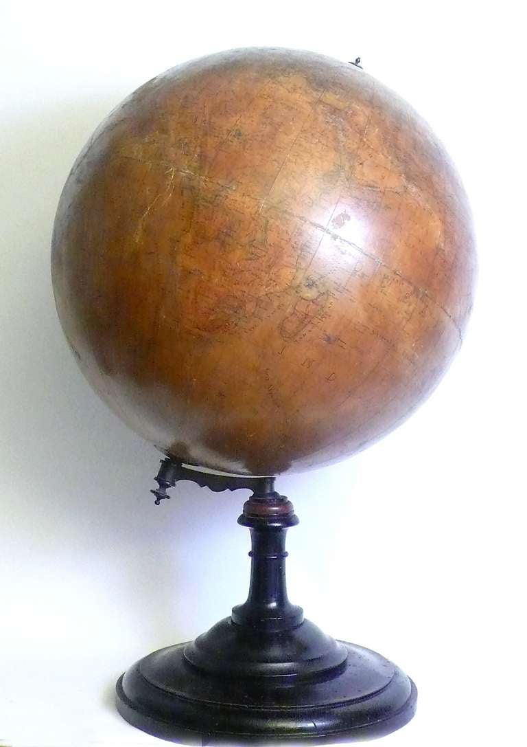 Italian Terrestrial Globe with Wooden Base, Italy, 1880