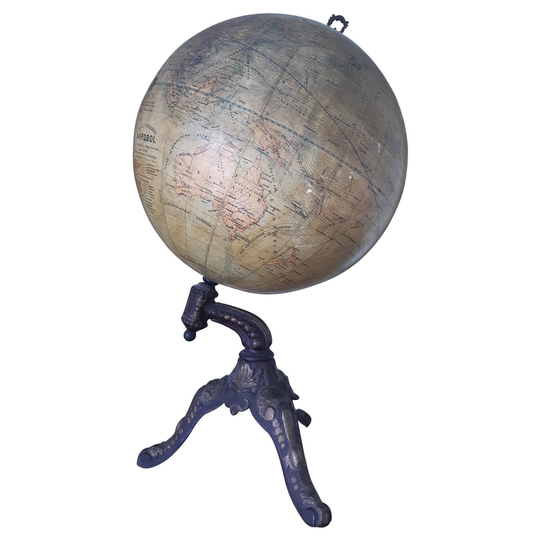 Terrestrial Globe World Mappemonde Napoleon Three For Sale