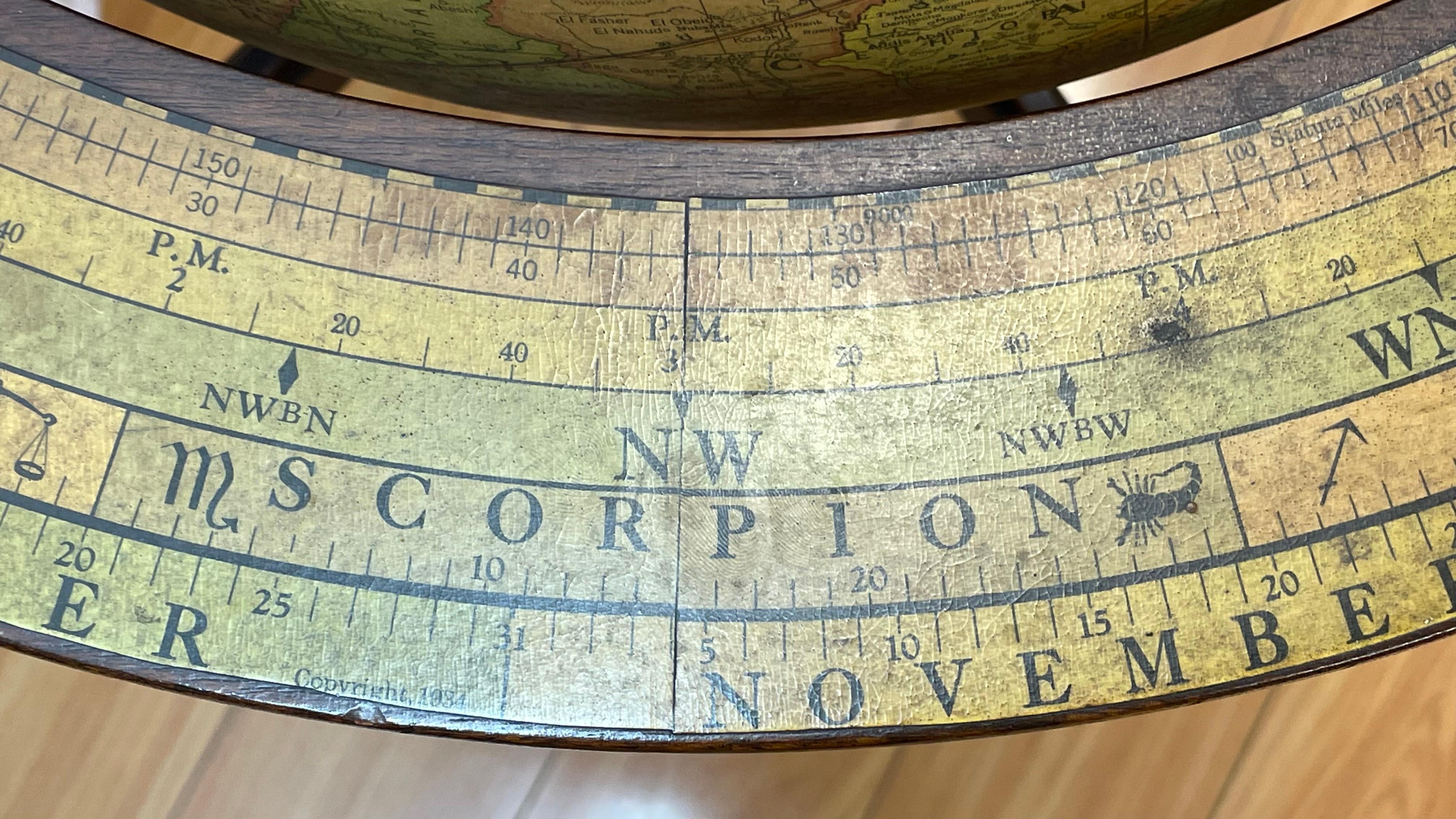 Terrestrial Library Globe Replogle Chicago w/Astrological Banded Stand For Sale 5