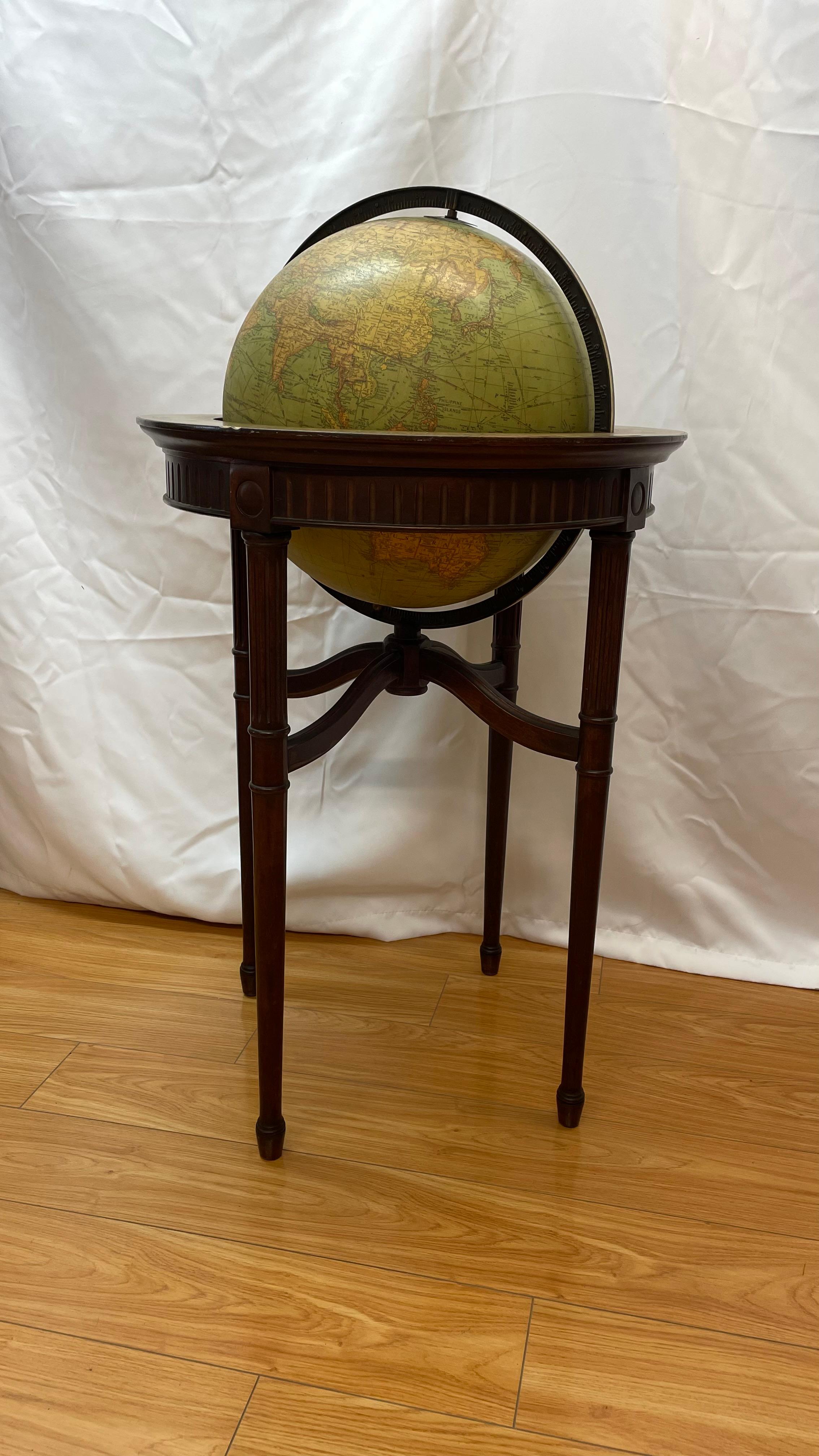 Terrestrial Library Globe Replogle Chicago w/Astrological Banded Stand For Sale 1