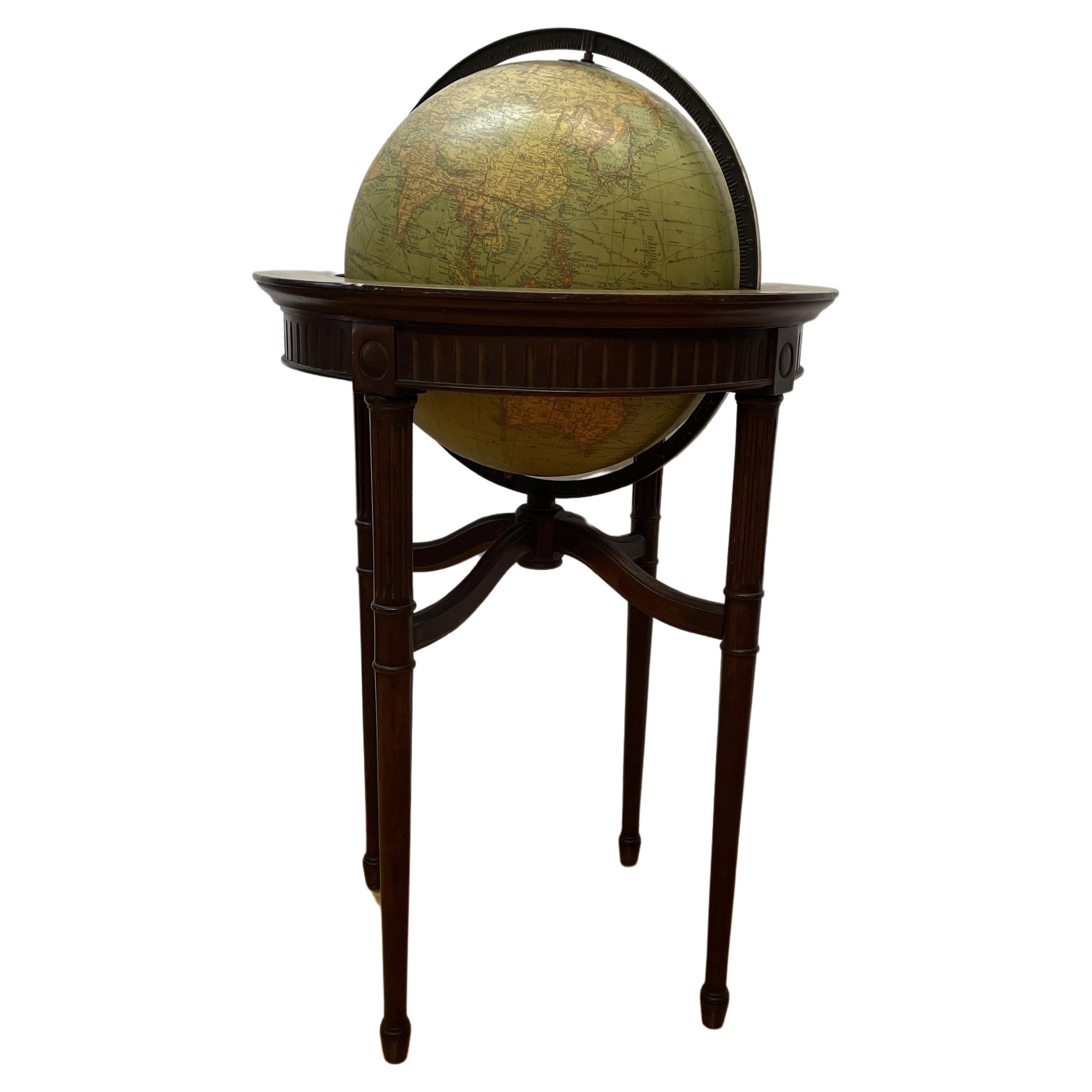 Terrestrial Library Globe Replogle Chicago w/Astrological Banded Stand For Sale