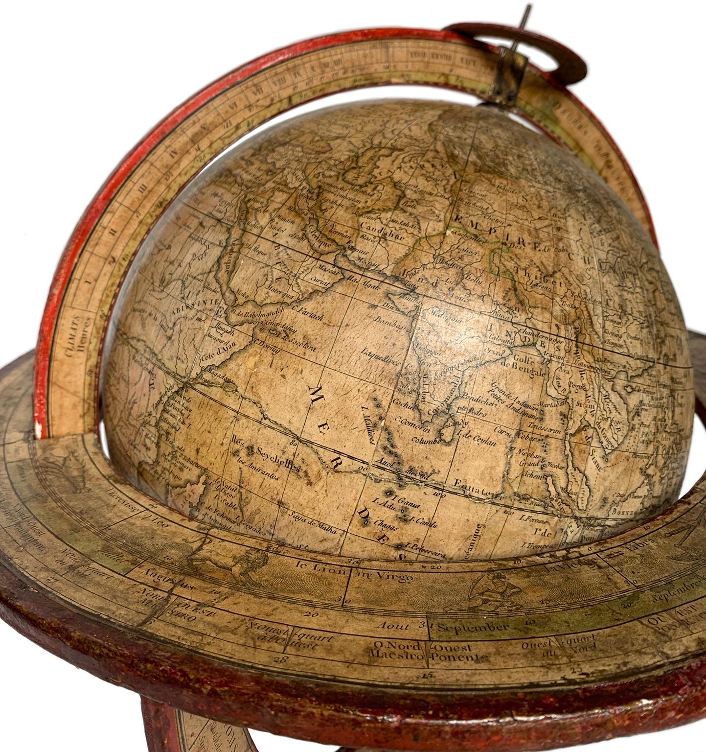 Restauration Terrestrial Table Globe by Félix Delamarche, Paris, 1821 For Sale