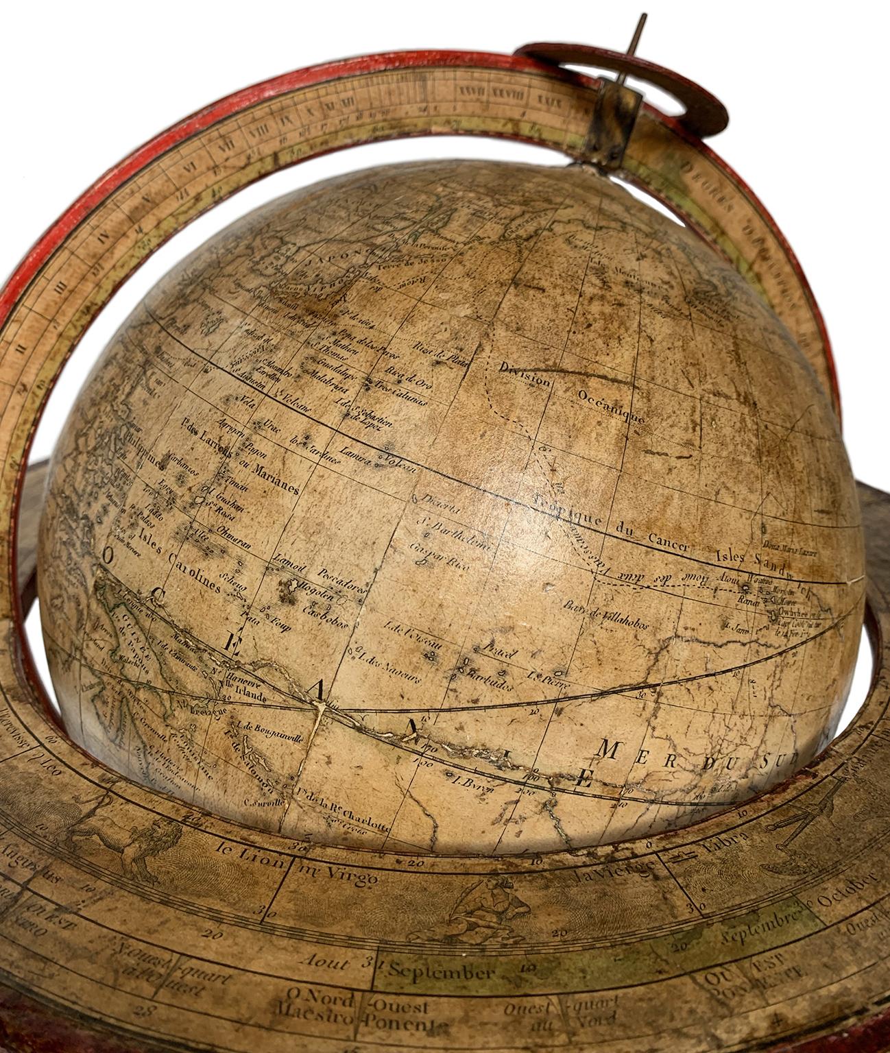 Globe terrestre de table par Félix Delamarche, Paris, 1821 Bon état - En vente à Milano, IT