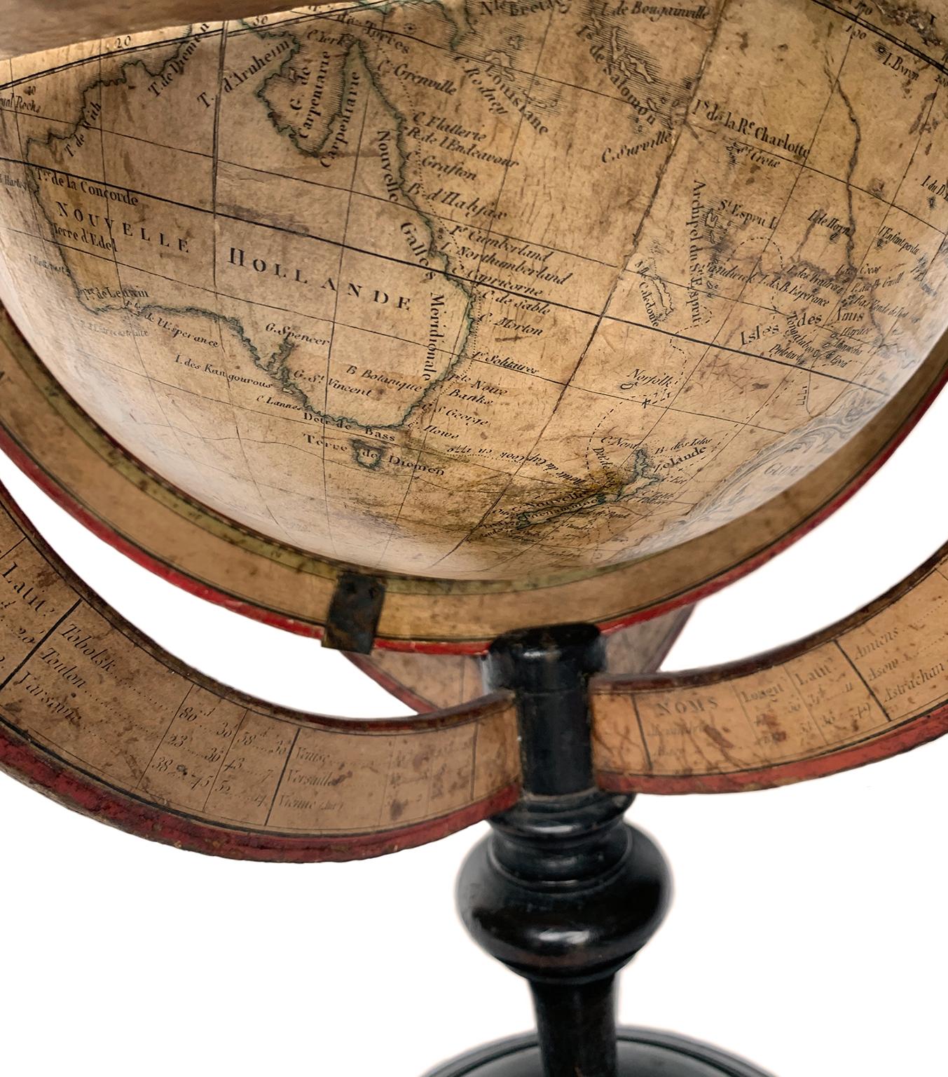 Terrestrial Table Globe by Félix Delamarche, Paris, 1821 For Sale 1