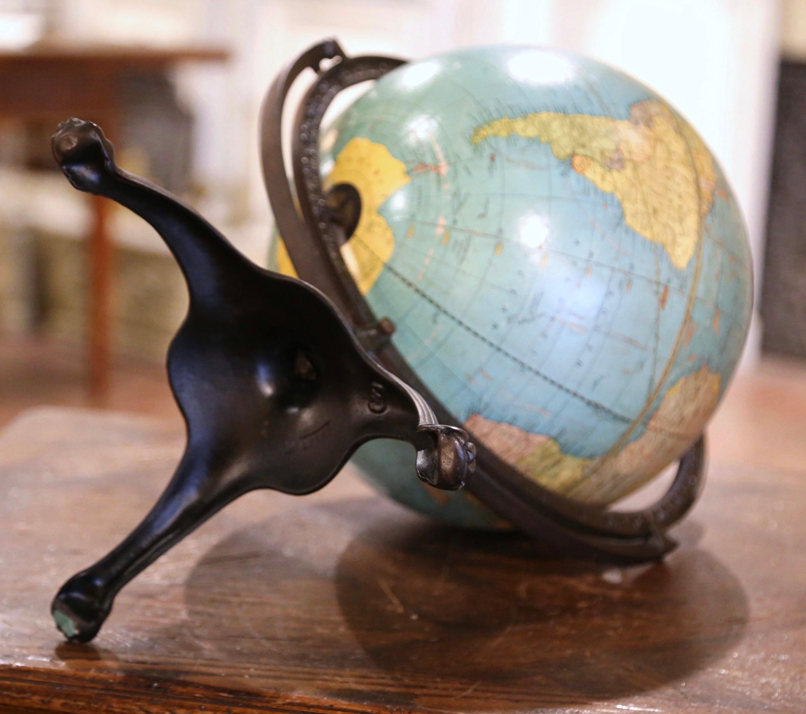  Terrestrial World Globe on Iron Stand by George F. Cram and Co. circa 1946 For Sale 4