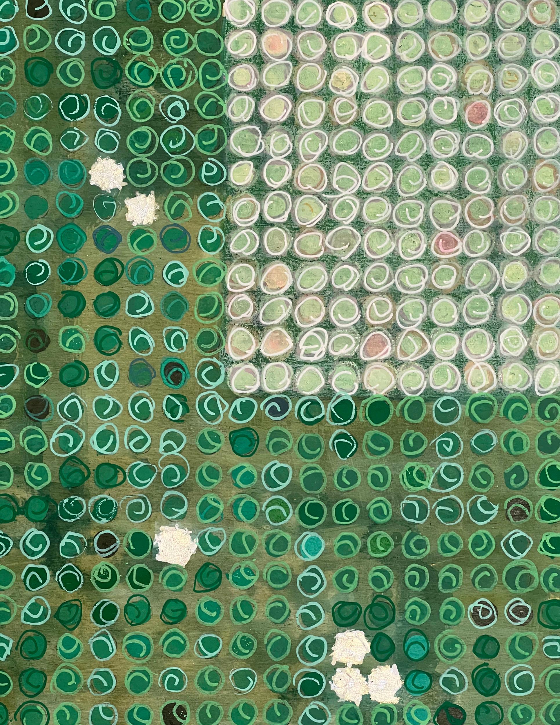 Giardino della foresta delle lucciole, pittura astratta - Abstract Painting Grigio di Terri Bell
