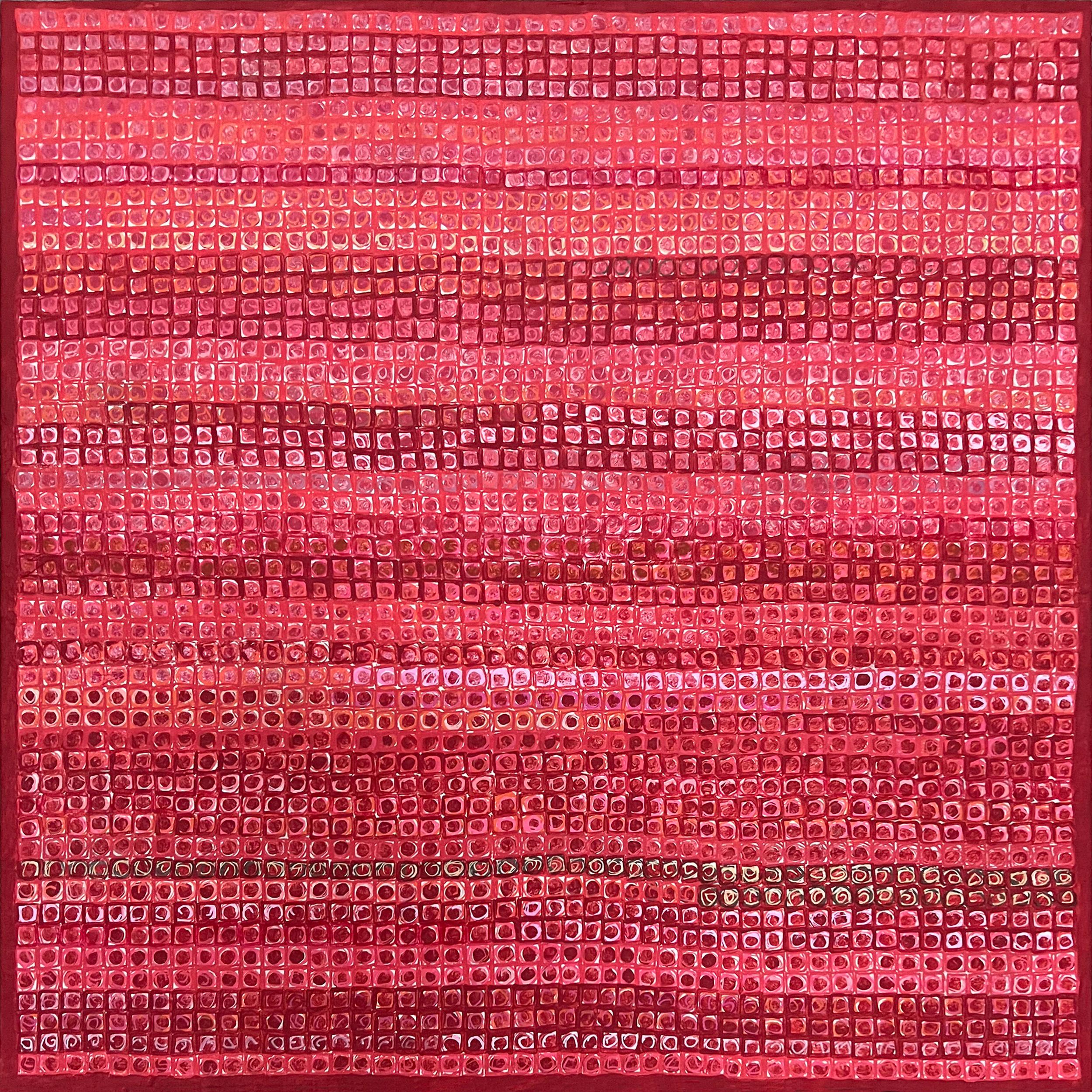 Terri Bell Abstract Painting – Scharlachrotes Feld, Abstrakte Malerei