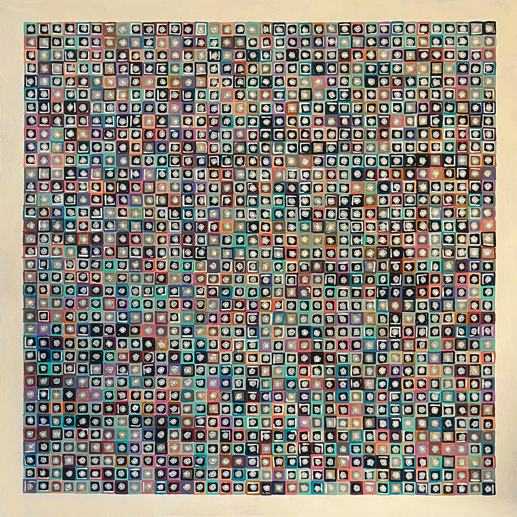 <p>Artist Comments<br>Artist Terri Bell presents a lively grid punctuated with organic shapes and linear patterns. The work serves as a metaphor for the ever-changing complexities of modern life. "This piece isn't vibrant, but the colors are lively