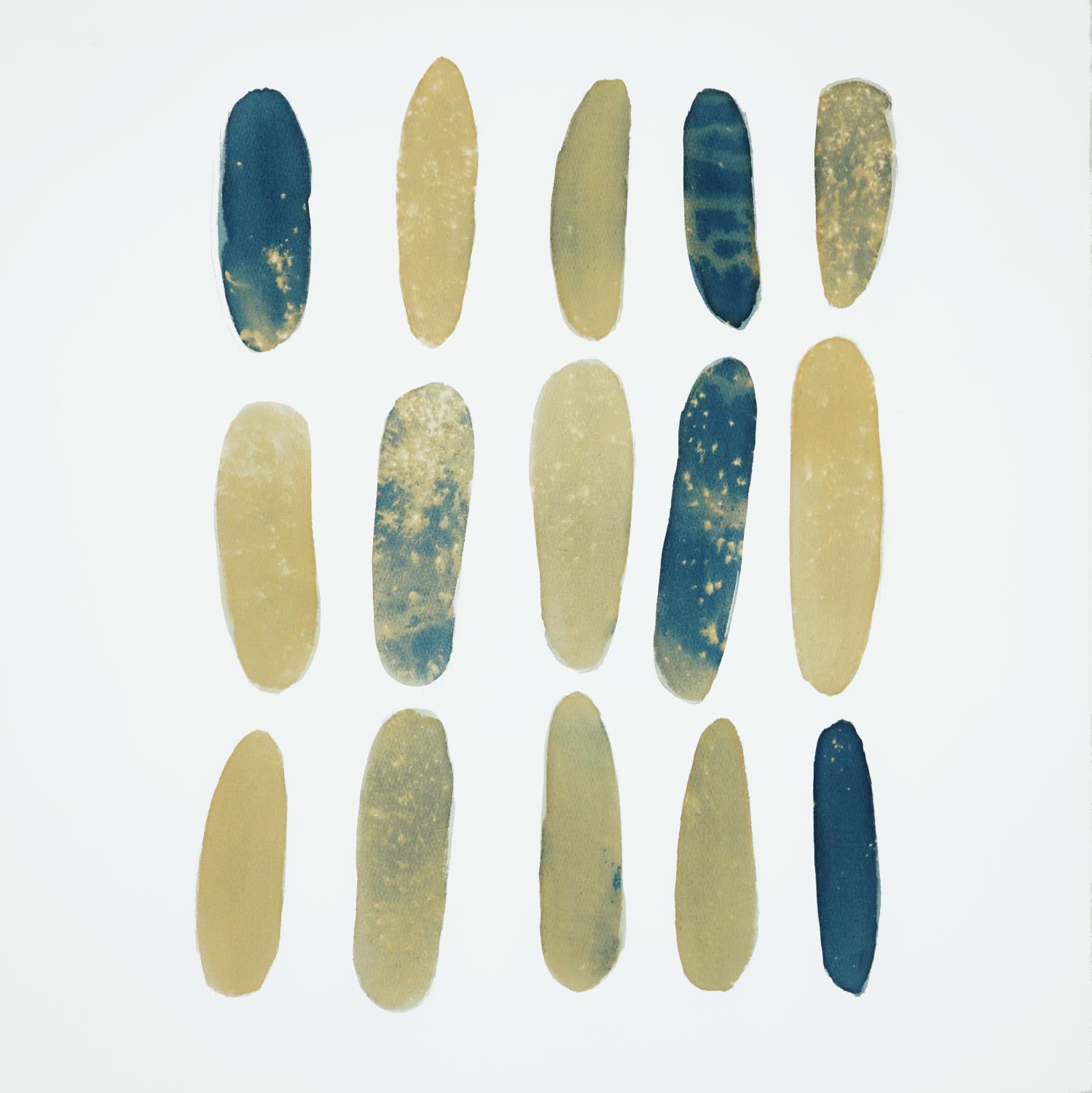 Terri Dilling Abstract Painting – Blaue Stapel 2