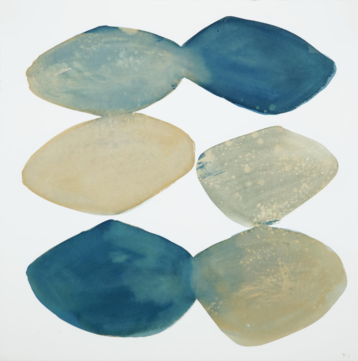 Terri Dilling Abstract Painting – Blaue Stapel 4