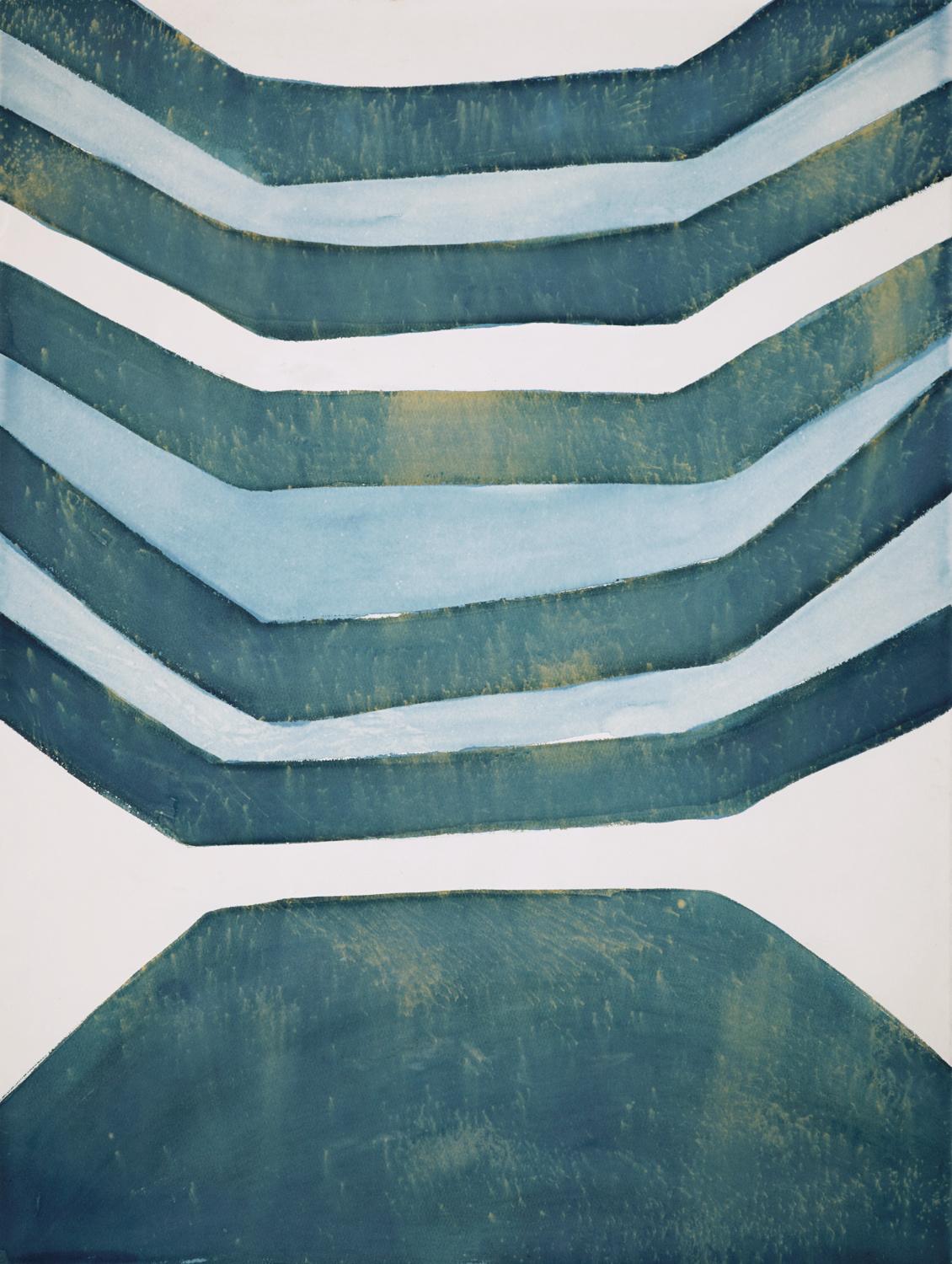 Terri Dilling Abstract Painting – Blaue Strata 12