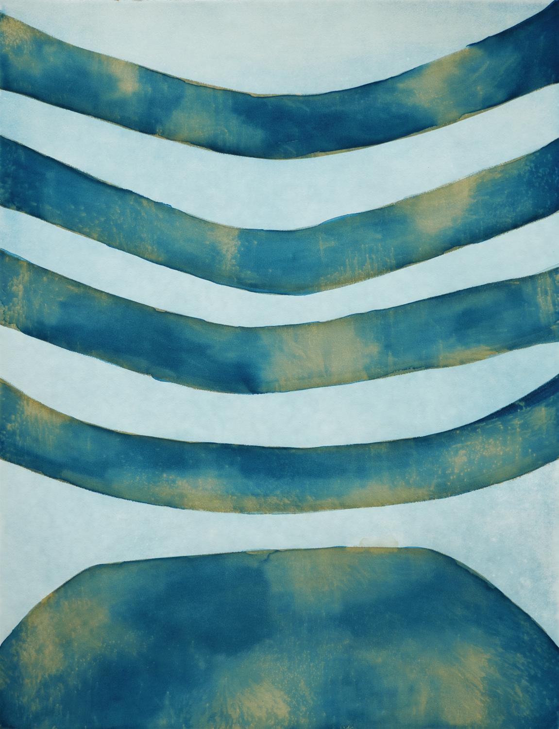 Terri Dilling Abstract Painting – Blaue Strata 13