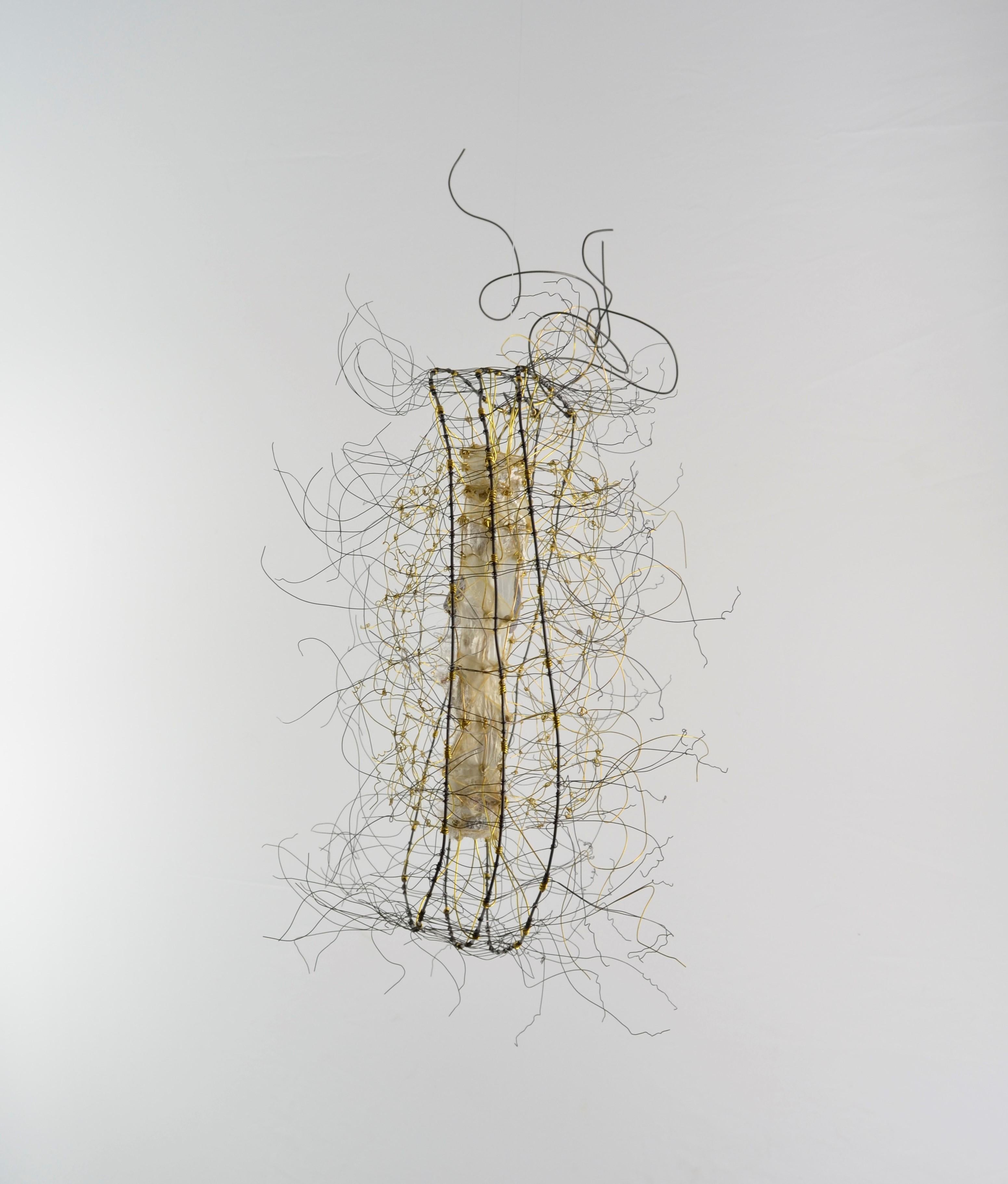 Hanging wire sculpture: 'Willa' - Gray Abstract Sculpture by Terri Fraser