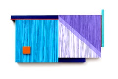 One Way or Another – Abstrakte Wandskulptur – blau, lila, orange, minimalistisch