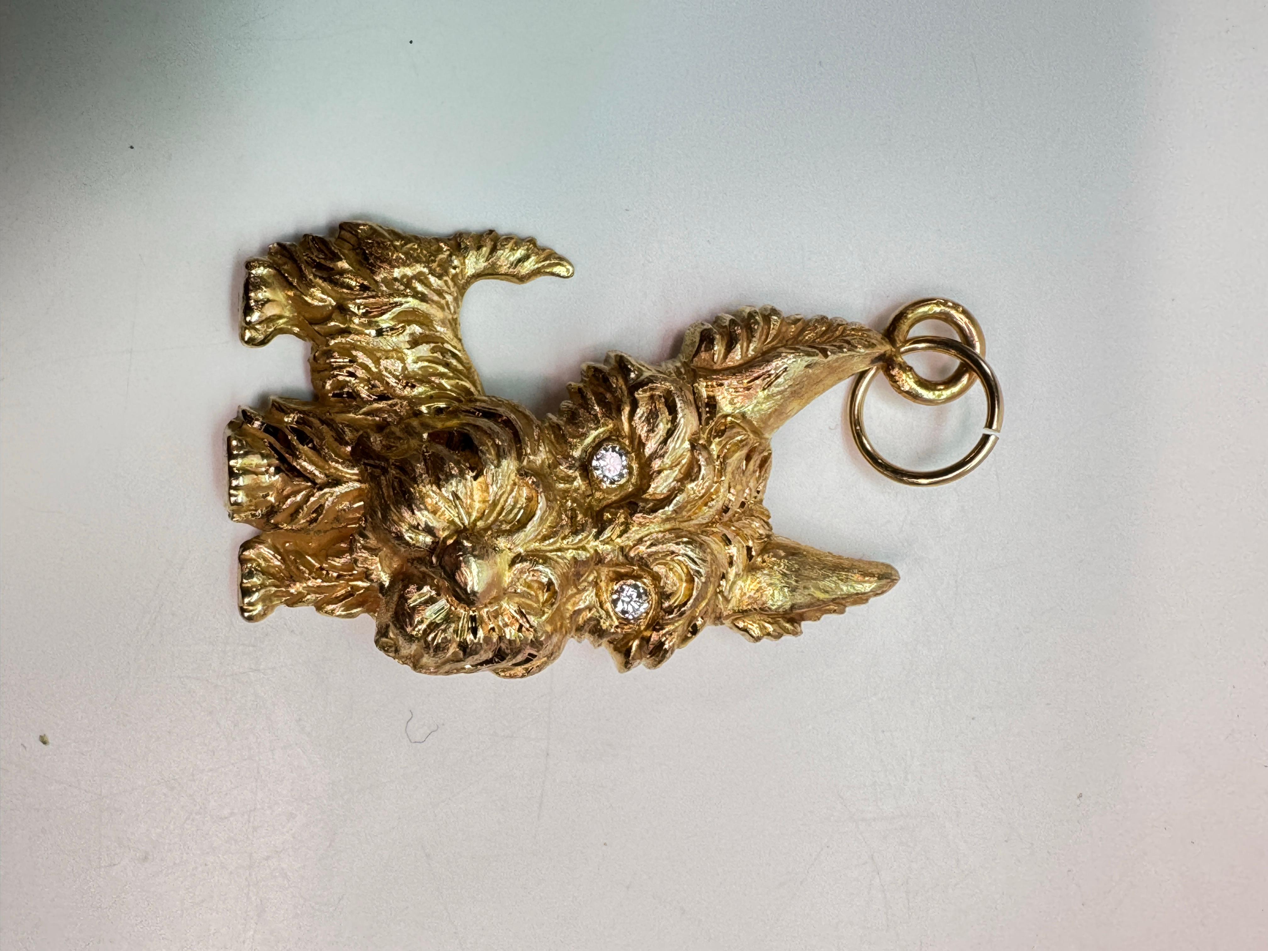 Chien Terrier Pendentif or jaune 14k à charnière en vente 1