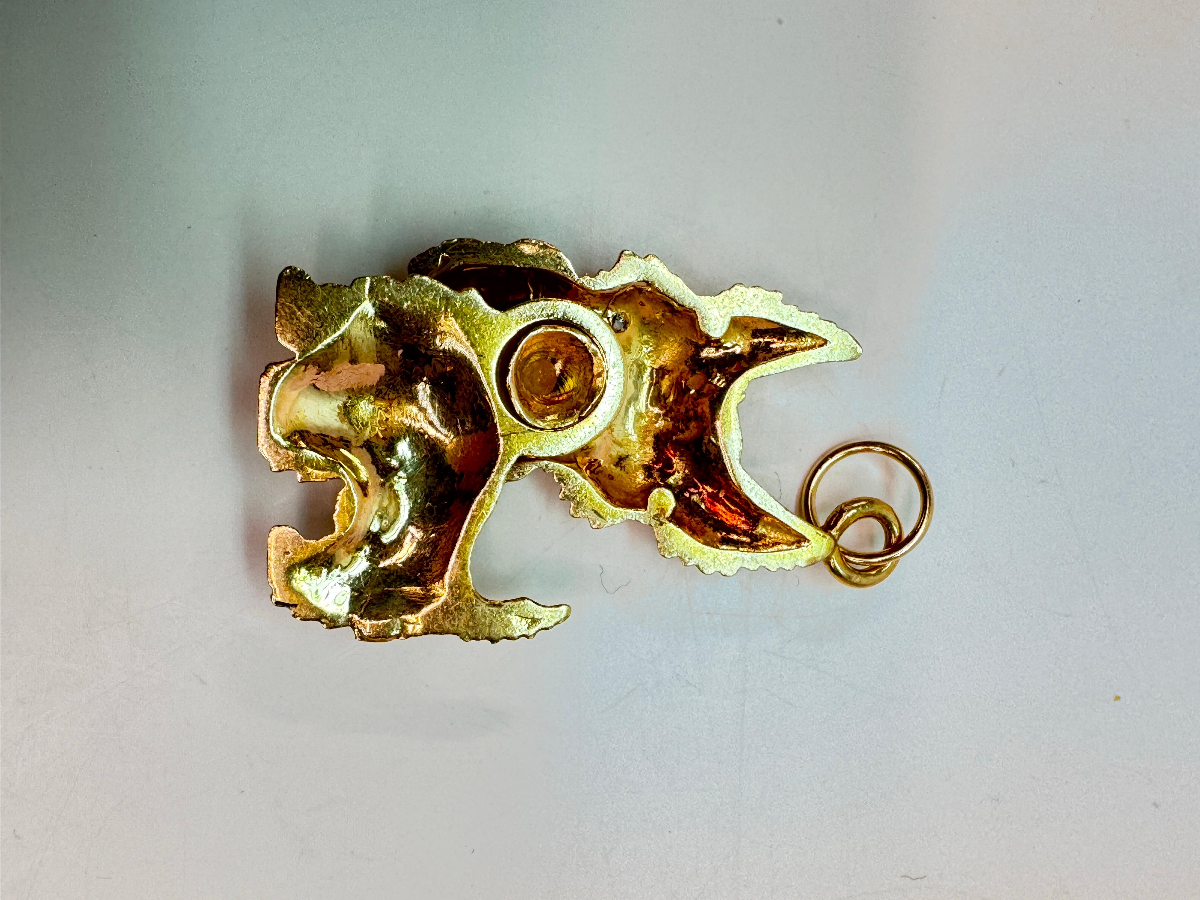 Chien Terrier Pendentif or jaune 14k à charnière en vente 2