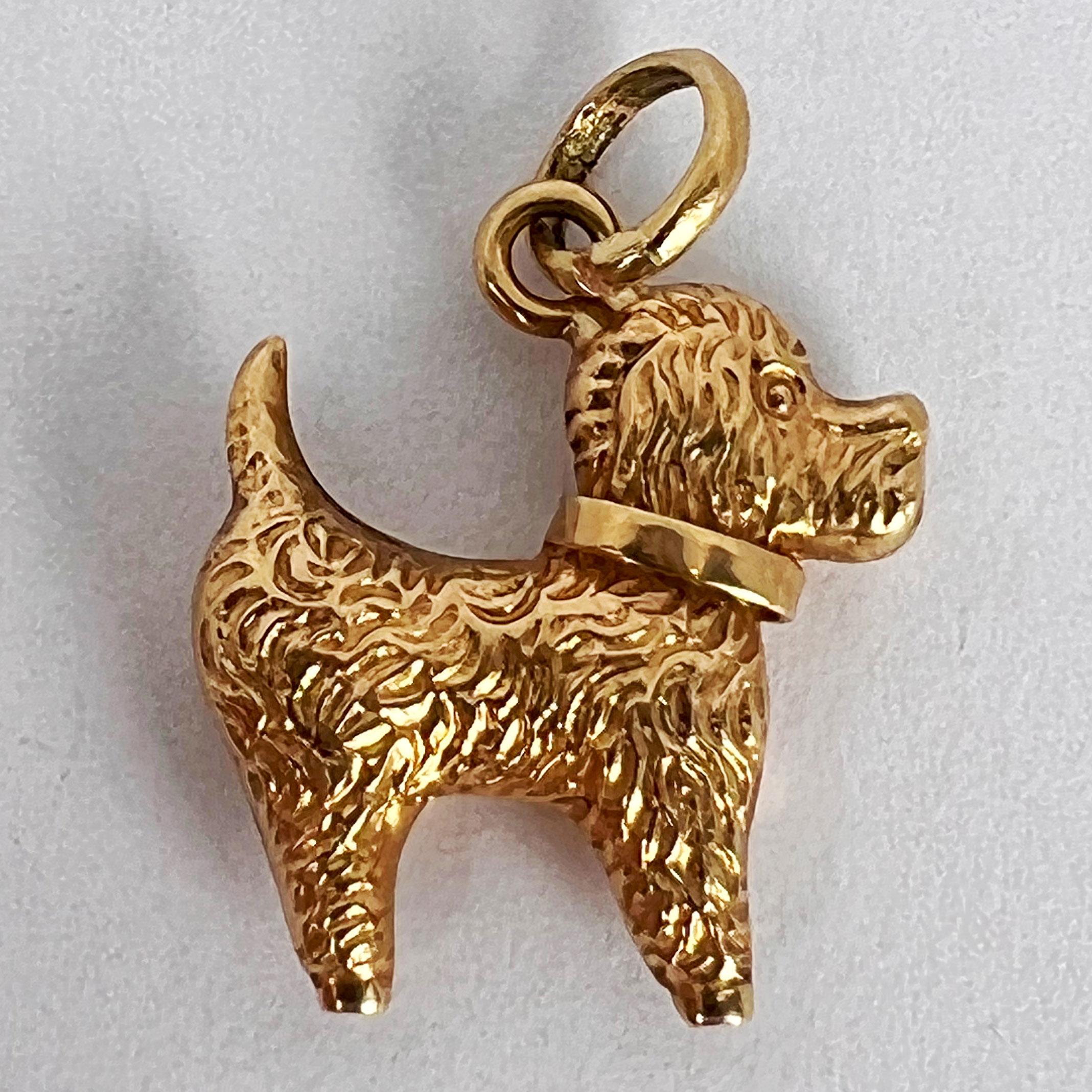 Terrier Dog 18K Yellow Gold Charm Pendant 5
