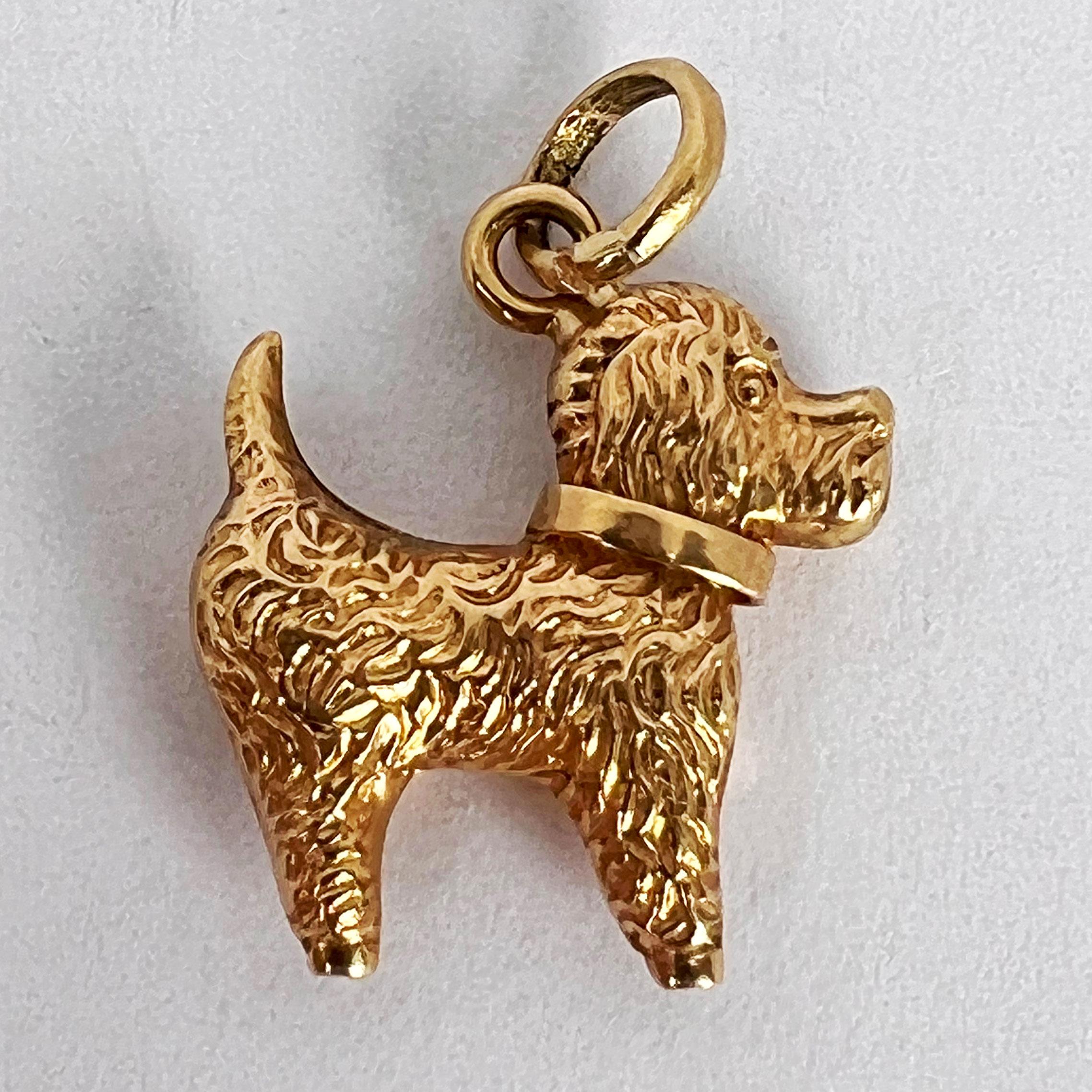 Terrier Dog 18K Yellow Gold Charm Pendant 6