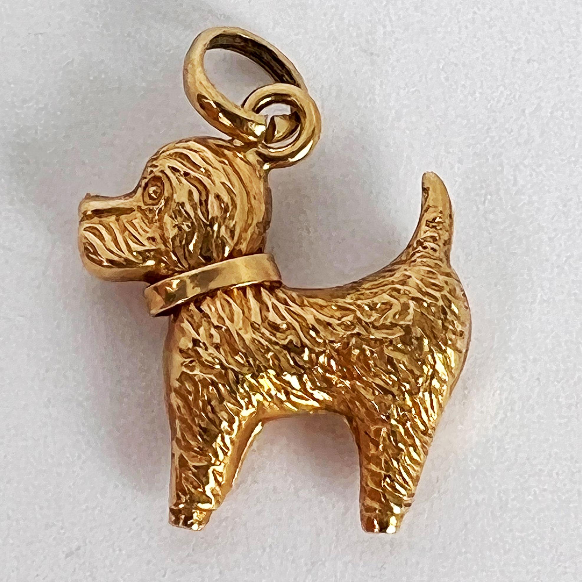 Terrier Dog 18K Yellow Gold Charm Pendant 7