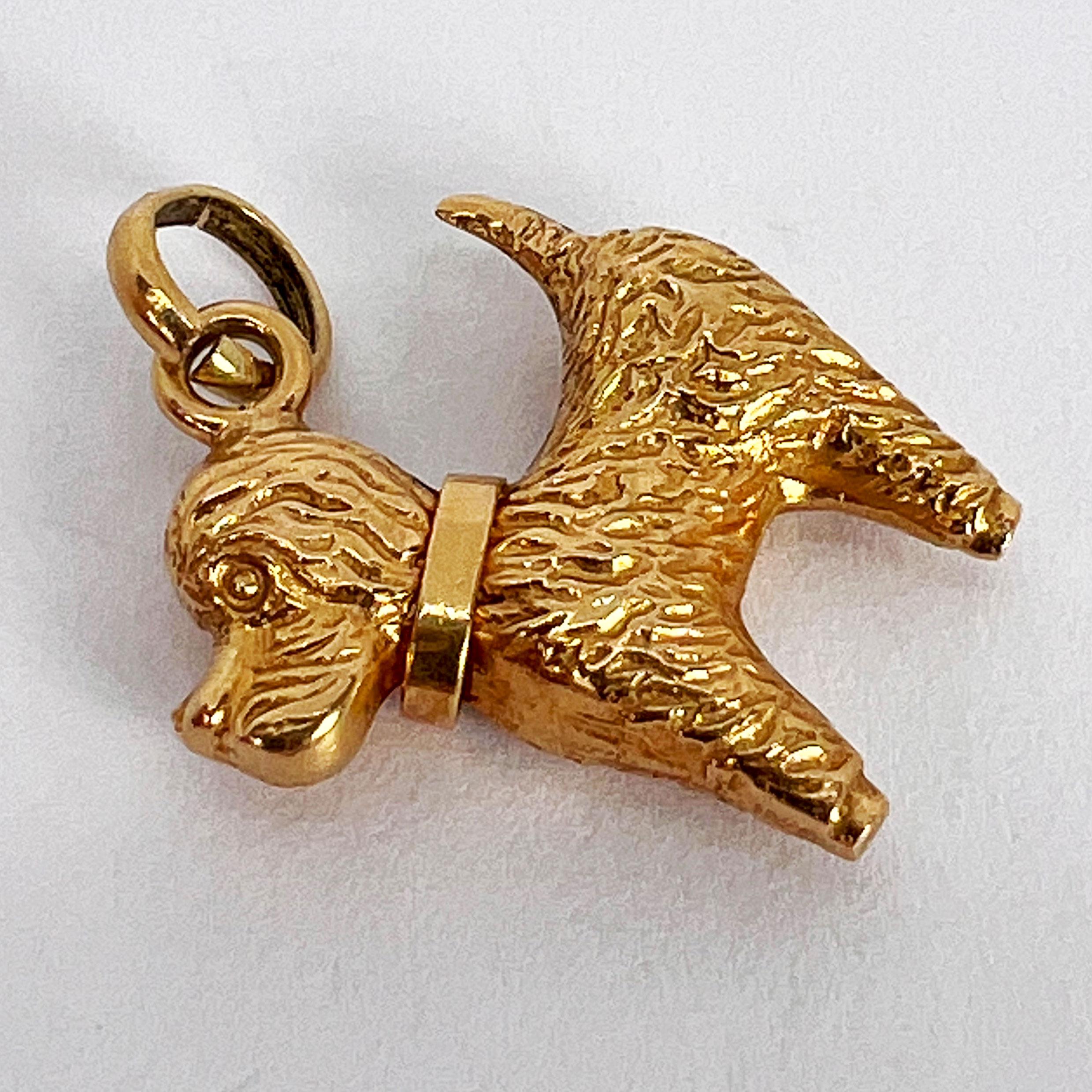 Terrier Dog 18K Yellow Gold Charm Pendant 9