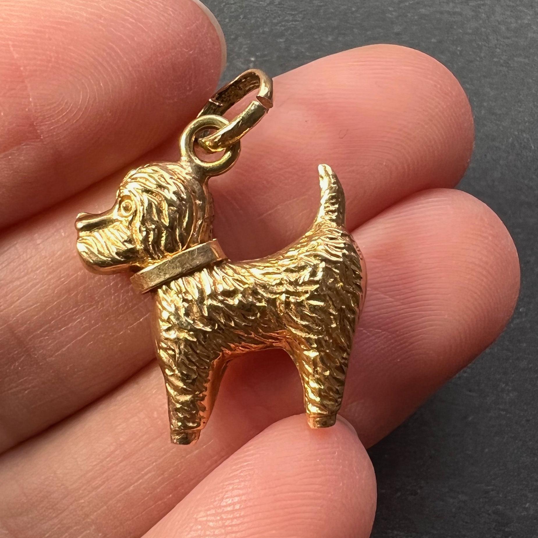 Women's Terrier Dog 18K Yellow Gold Charm Pendant