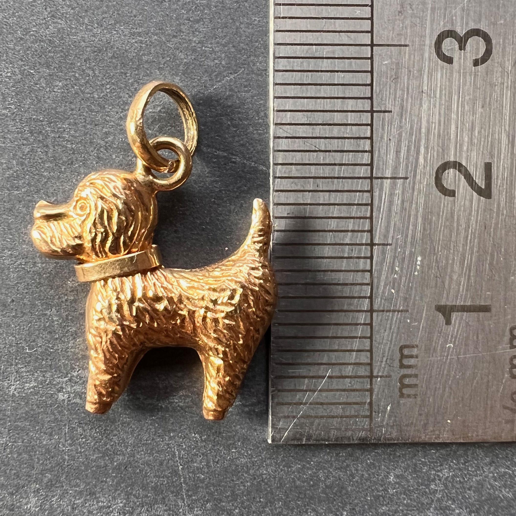 Terrier Dog 18K Yellow Gold Charm Pendant 1