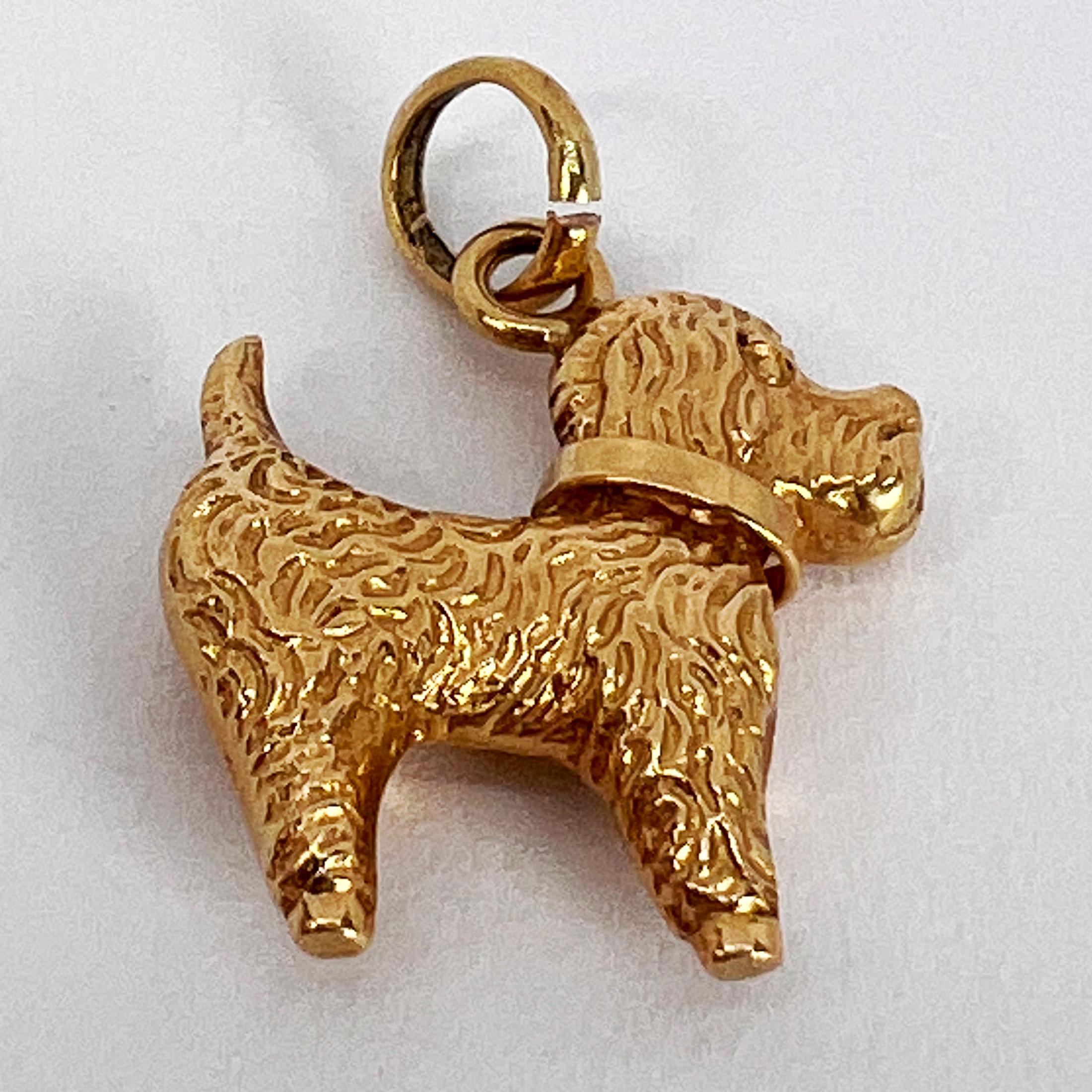 Terrier Dog 18K Yellow Gold Charm Pendant 2
