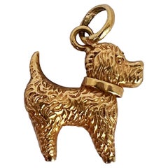 Terrier Dog 18K Yellow Gold Charm Pendant