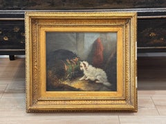 "Terriers en rut dans une grange" huile sur toile de George Armfield (1808-1893)