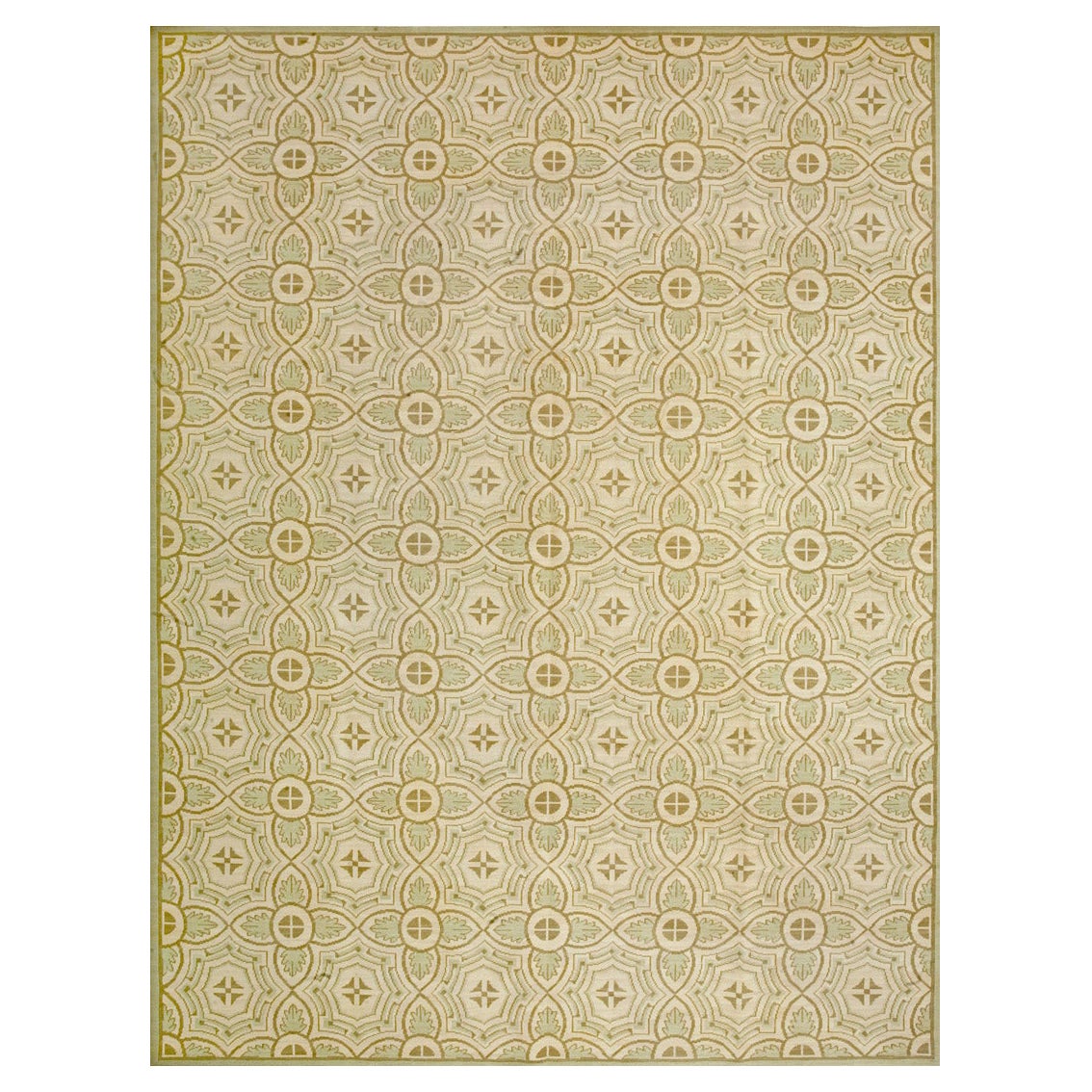 Terrific 4 Star Motif Contemporaneity Handwoven Wool Needlepoint Flat Weave Rug
