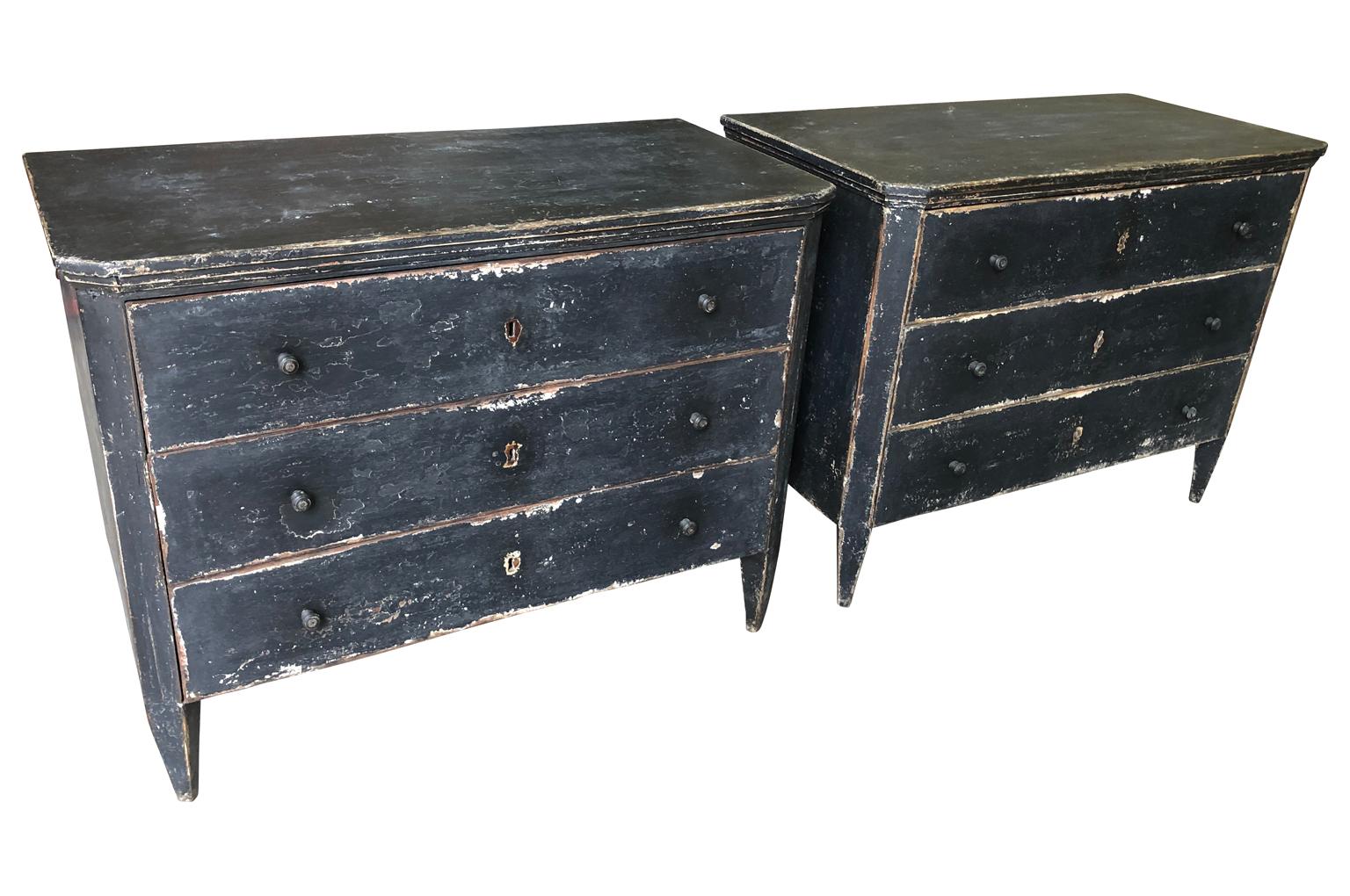 Terrific Pair of 19th Century Spanish Painted Commodes In Good Condition In Atlanta, GA