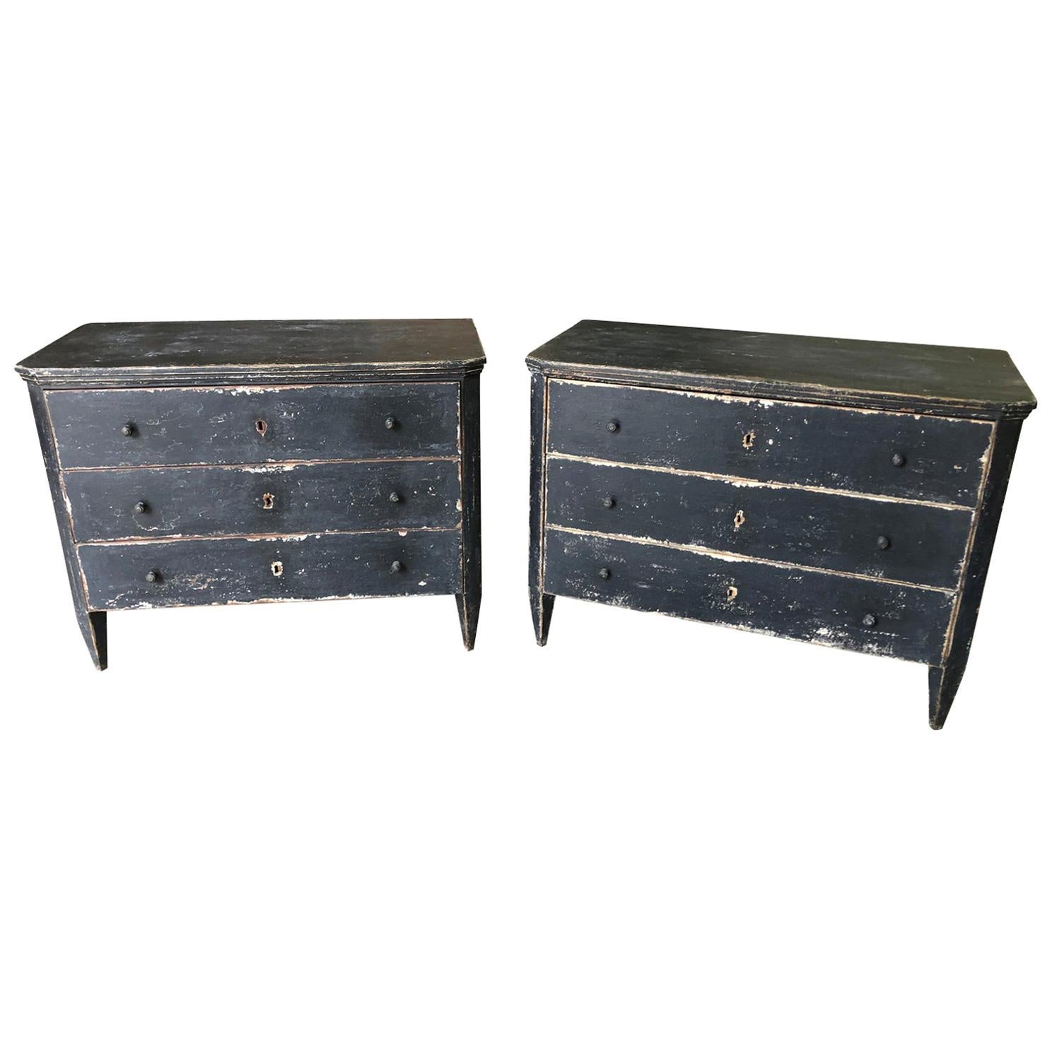 Terrific Pair of 19th Century Spanish Painted Commodes