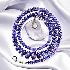 Fabuloso collar de tanzanita graduada de 23 pulgadas rondelles púrpura/azul ¡Gran regalo!