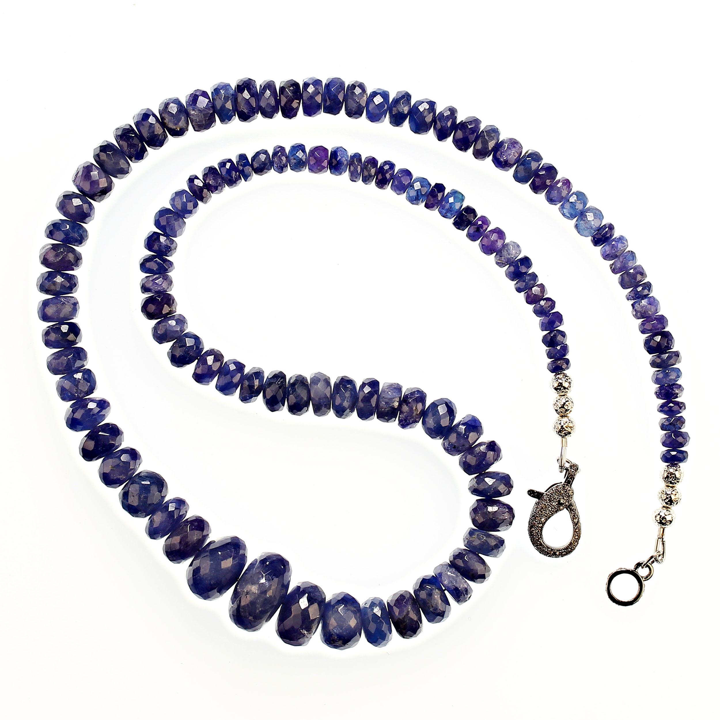 Terrific Tansanit-Halskette abgestuft 23 Zoll lila/blau Rondelles Great Gift! im Angebot 2